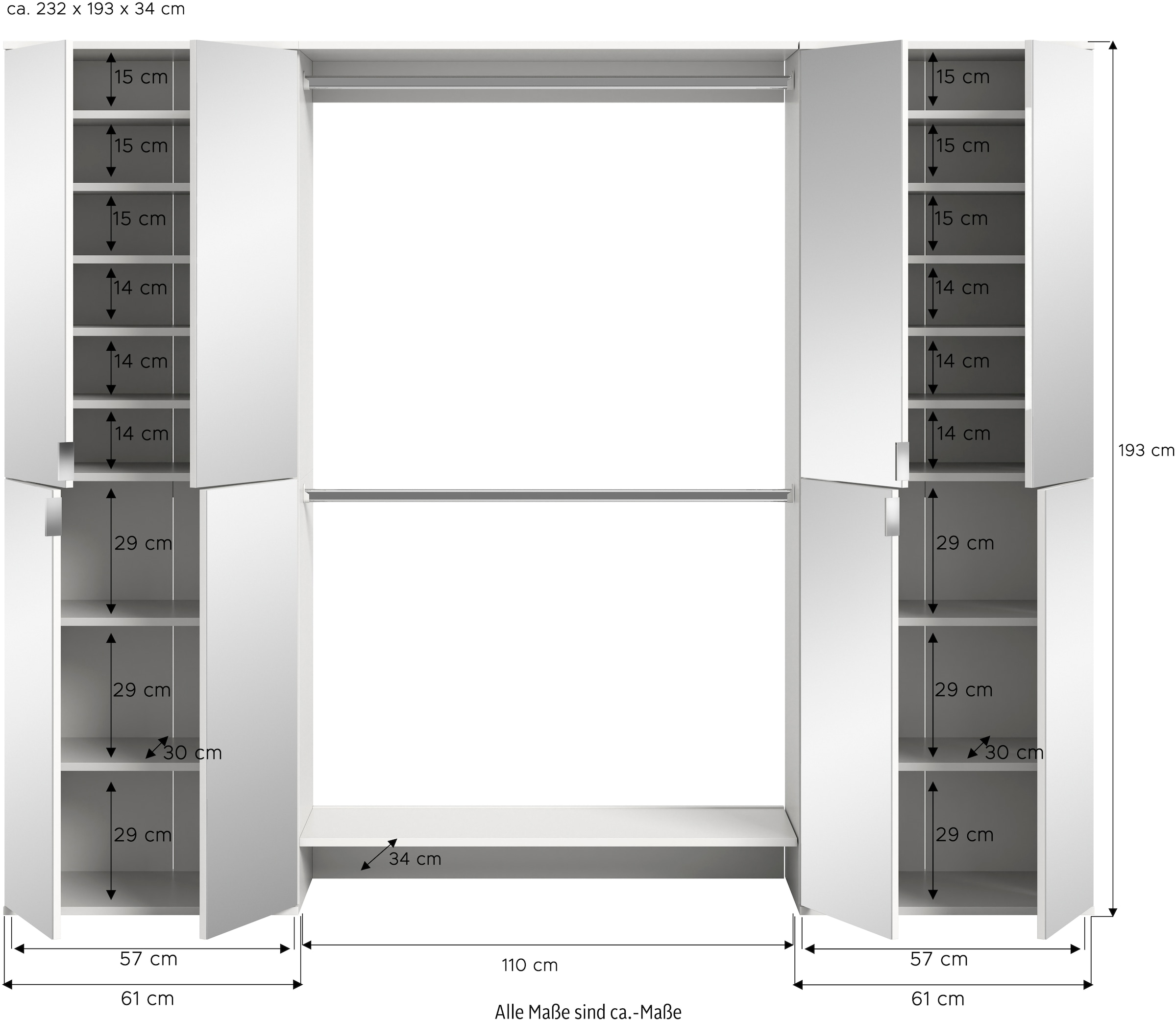 INOSIGN Garderoben-Set, (3 St.), Trondheim, Garderobenset 3-tlg.Breite 232 cm, Flur, Diele, Kombination