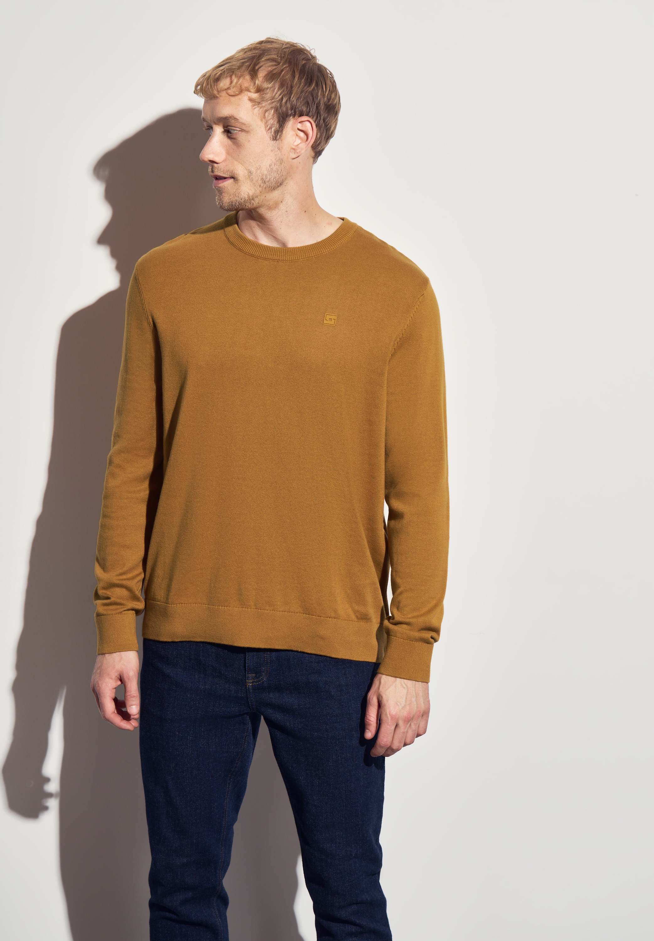 STREET ONE MEN Rundhalspullover, aus reiner Baumwolle günstig online kaufen
