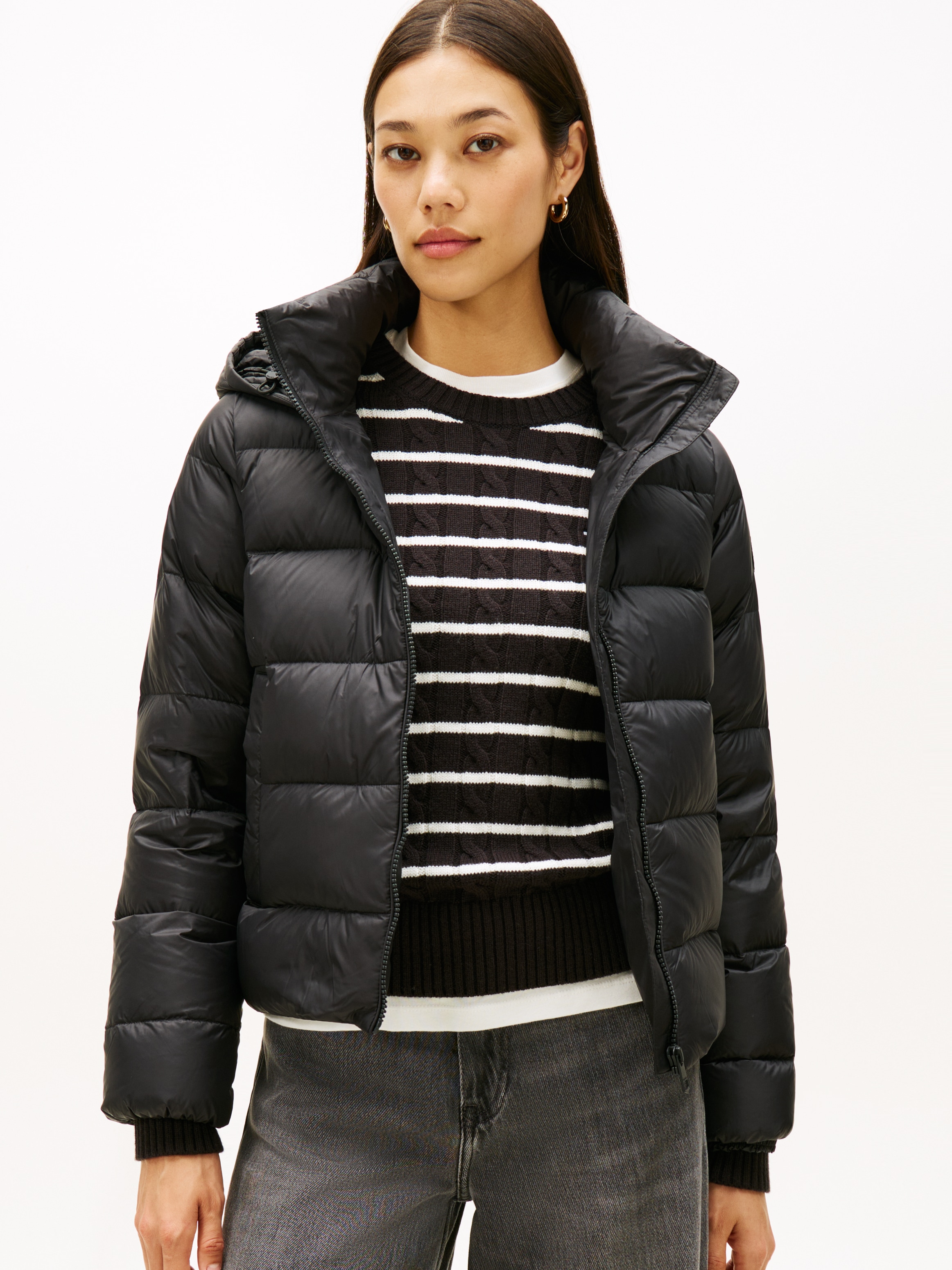 Tommy Hilfiger Steppjacke "LW DOWN CASUAL JACKET" mit Kapuze mit Logoprägun günstig online kaufen