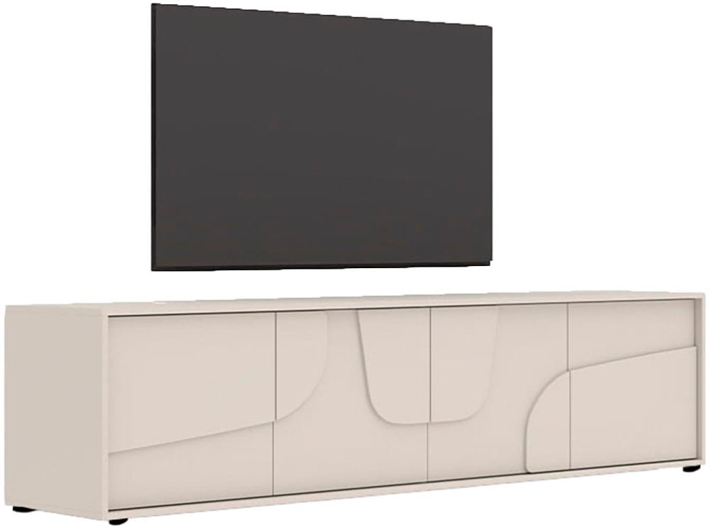 INOSIGN Lowboard »Stone, 205 cm breit, 4 Türen, TV-Schrank, TV-Kommode, Medienboard« 3D-Design, Push-to-open, Innenraum großzügig, Füße 14/2 cm wählbar