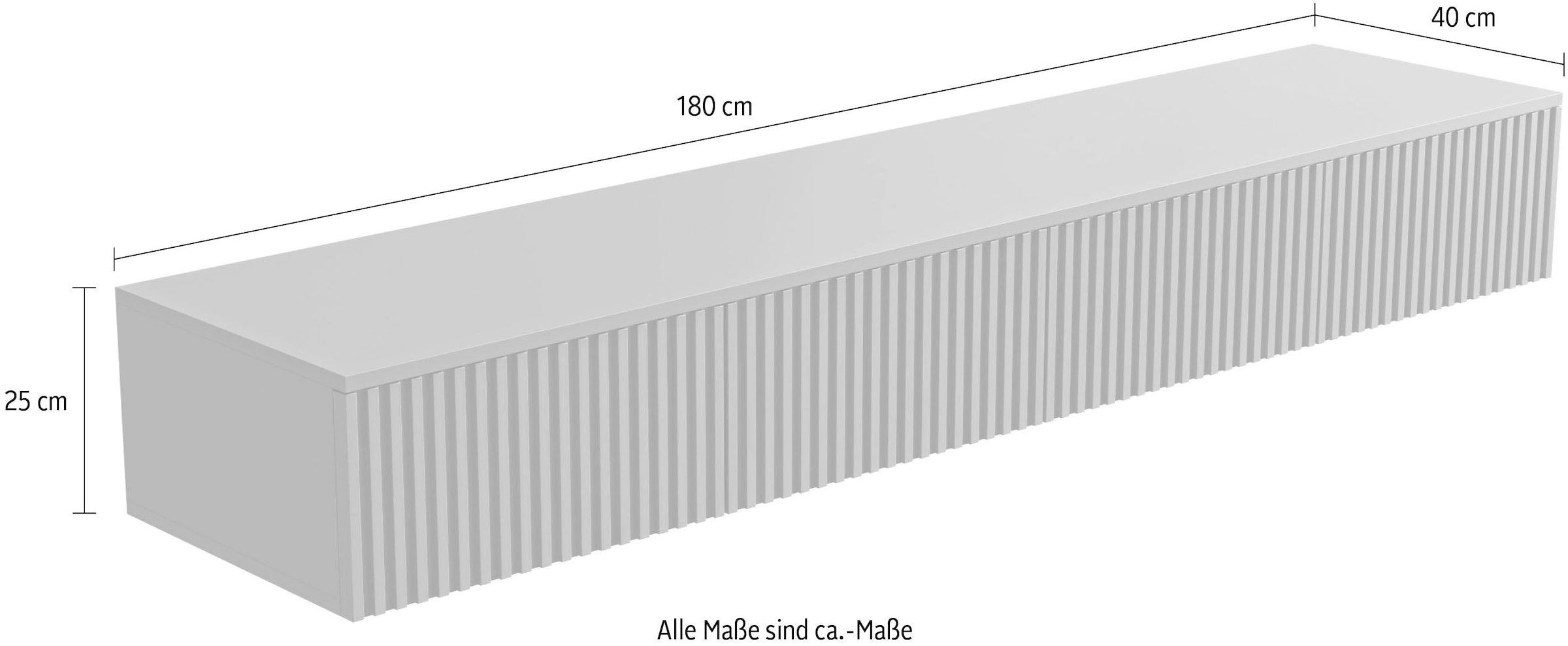 HBZ Lowboard »Lowboard Lanai, hängend, mit moderner Rillenoptik« 1 Stk. tlg. Breite 180cm, Melaminbeschichtung, Push-to-Open