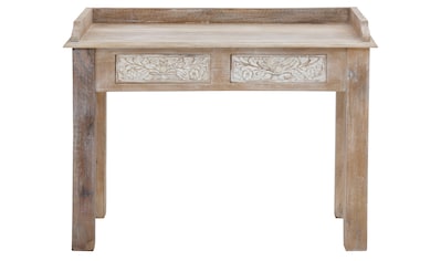 Schreibtisch »Lavin«, Mangoholz, mit dekorativen Schnitzereien, Handgefertigt, Breite...