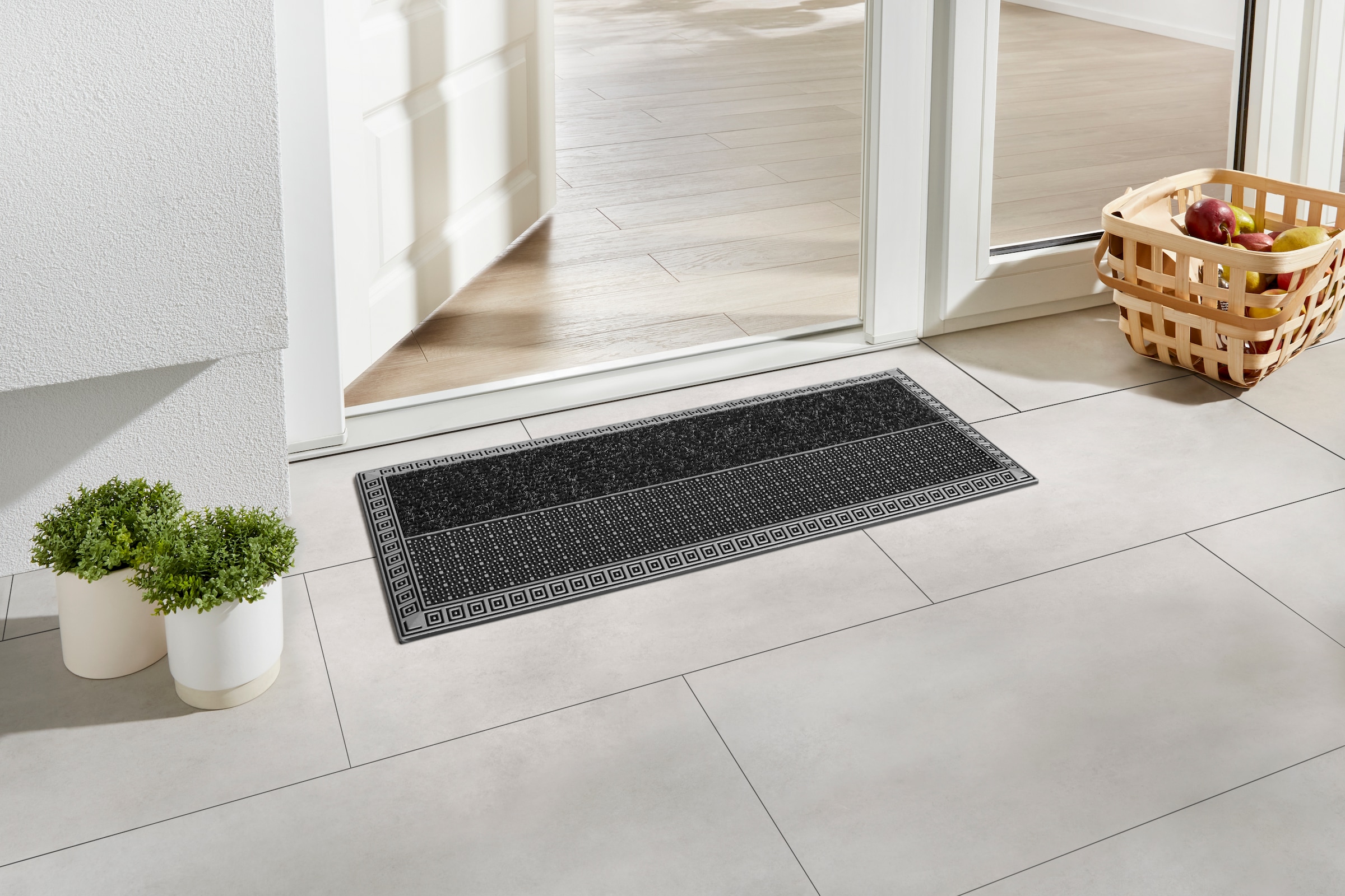 Home2Fashion Fußmatte »CenterClean XL - Squares«, rechteckig, 8 mm Höhe, schmale Schmutzfangmatte, robust, In- und Outdoor geeignet
