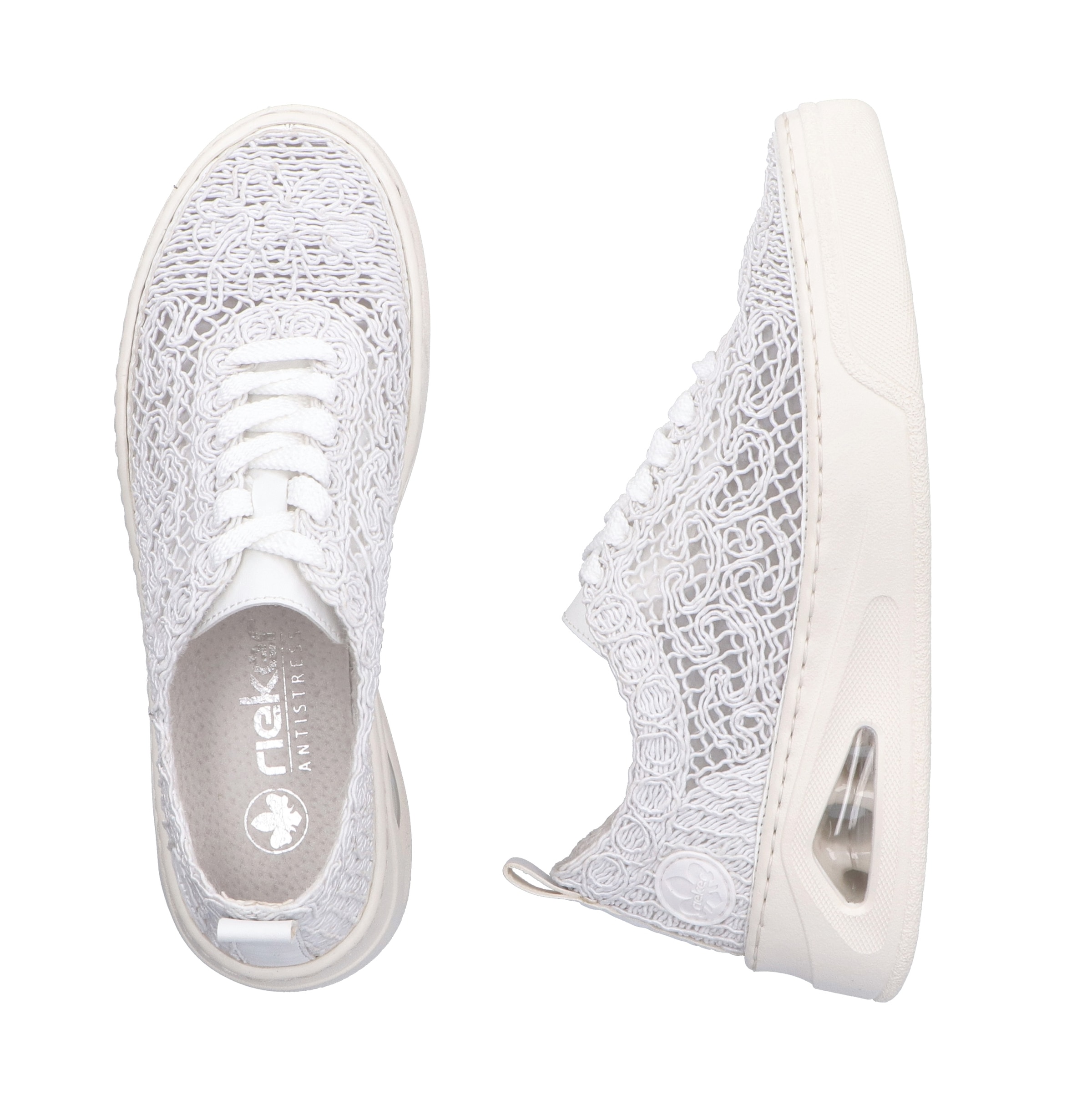 Rieker Plateausneaker, Schnürschuh, Halbschuh in sommerlicher Makramee-Optik
