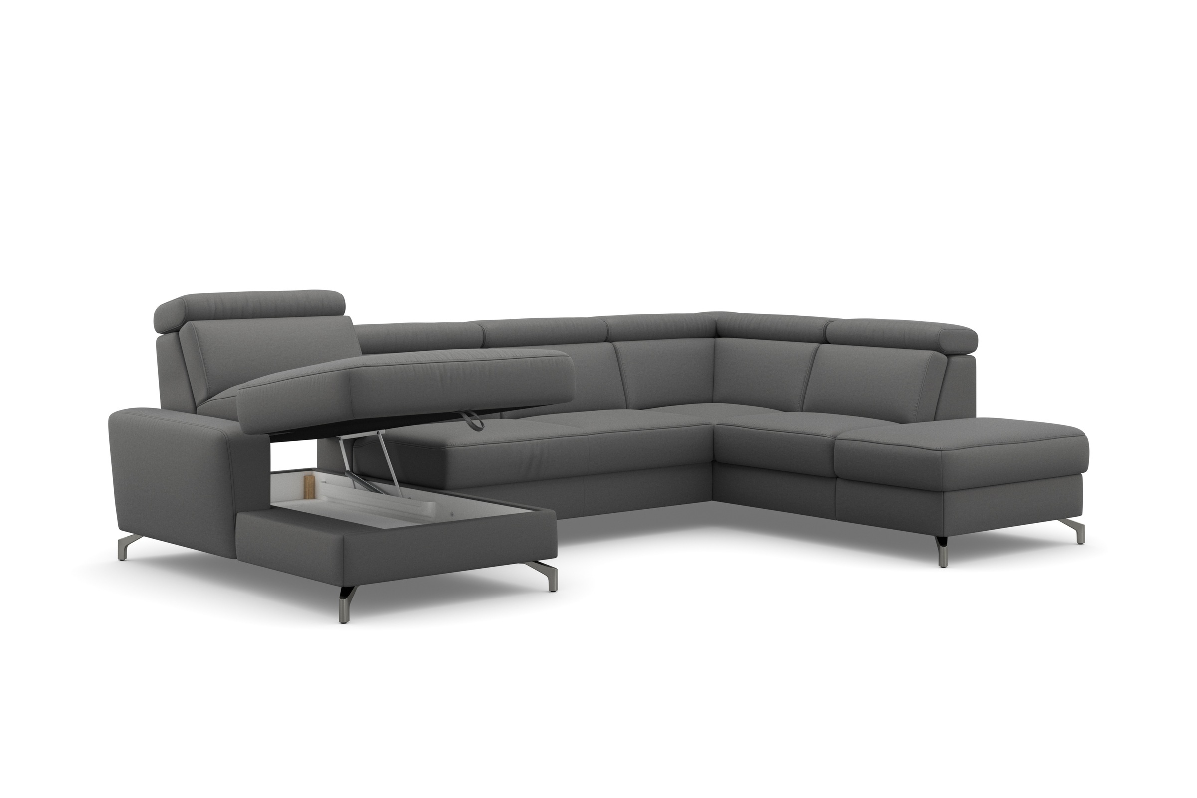 sit&more Wohnlandschaft »Scarlett U-Form«, inklusive Kopfteilverstellung, wahlweise mit Bettfunktion, Bettkasten