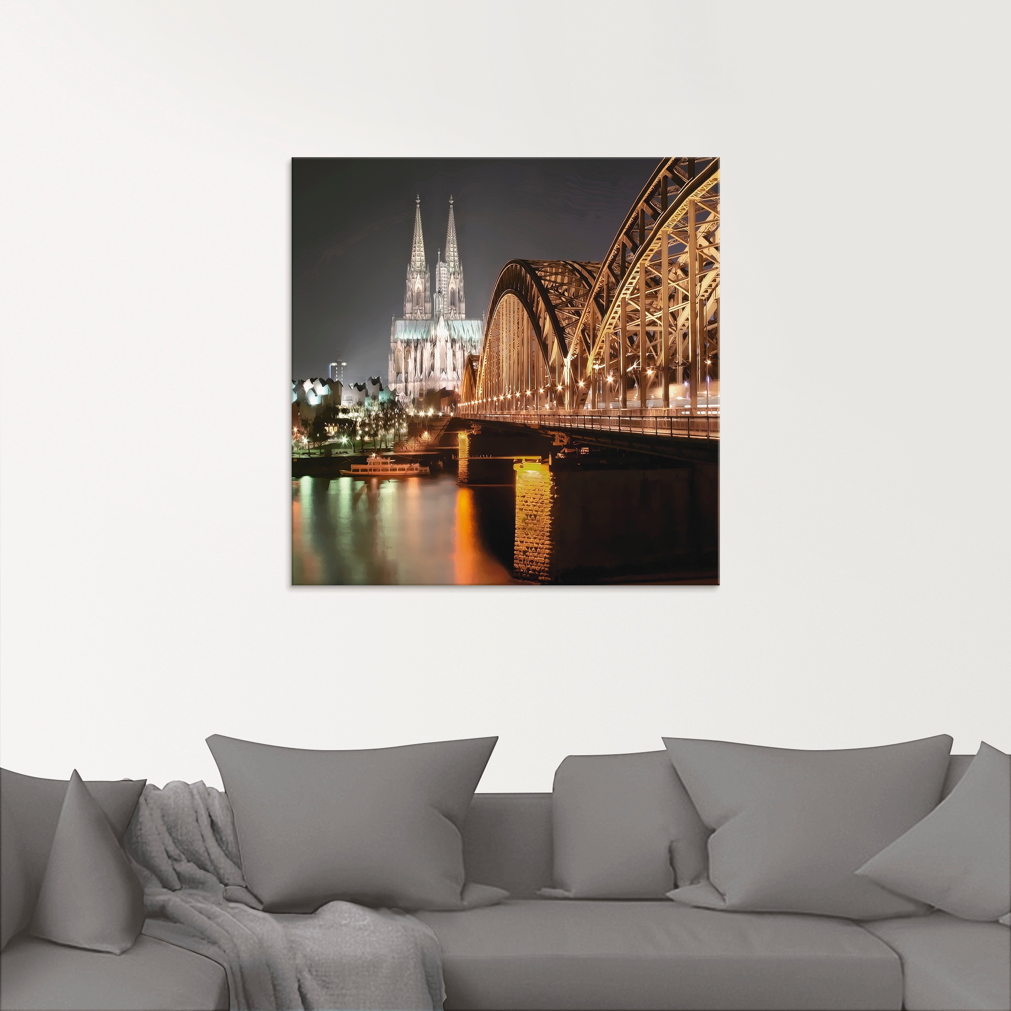Artland Glasbild »Köln Skyline Collage V«, Brücken, (1 St.), in verschiedenen Größen