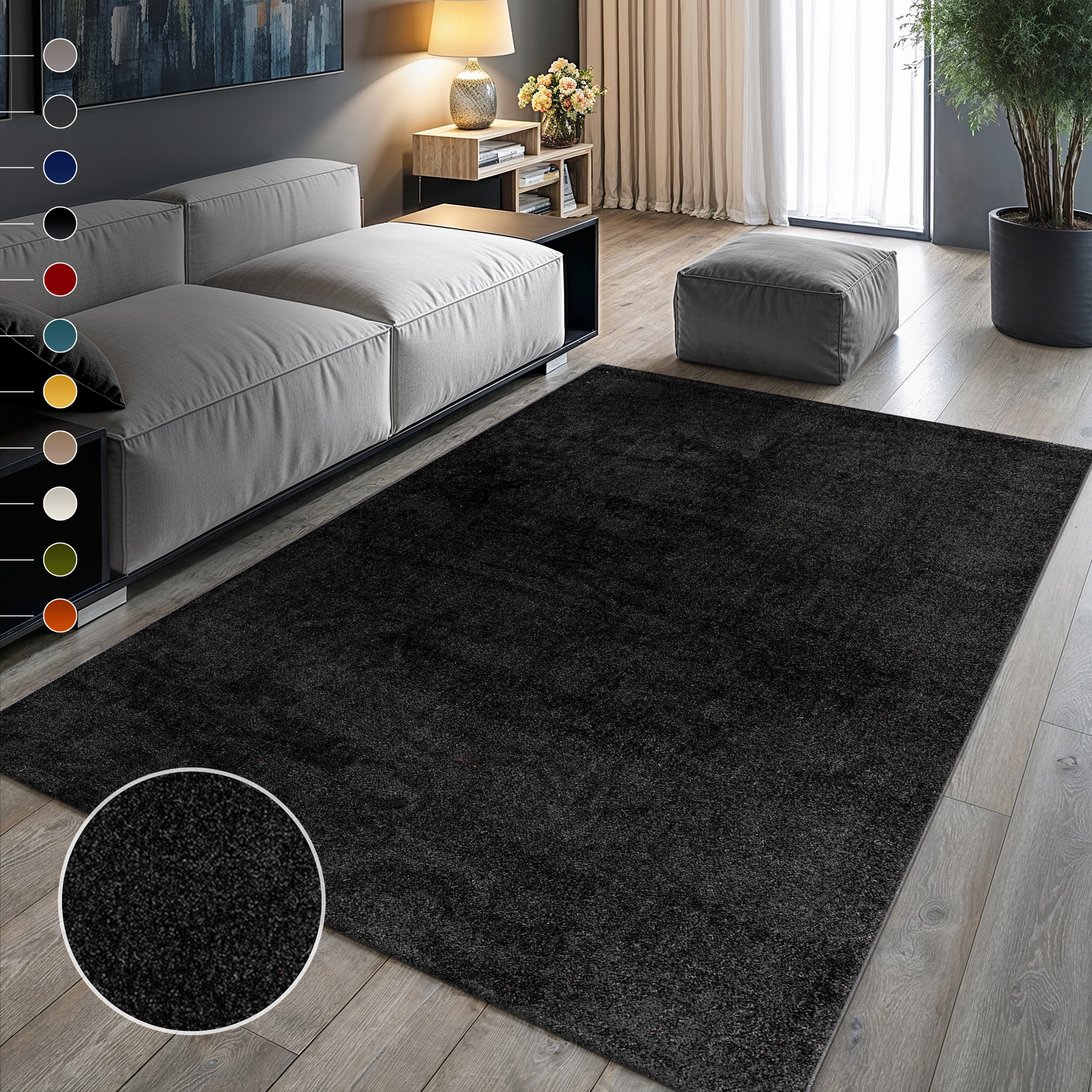 Sanat Teppich "UNI, auch als Läufer und Rund" rechteckig 13 mm Höhe robuster Kurzflorteppich, große Farbauswahl, Wohnzimmer, alle Räume
