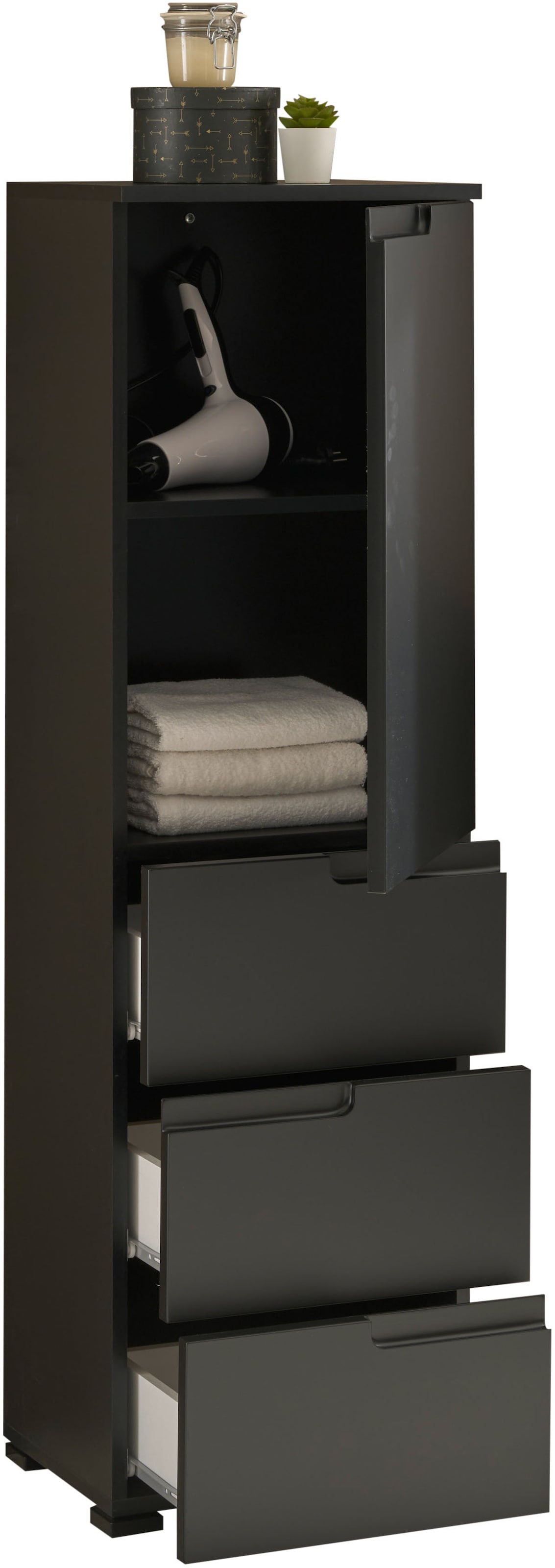 BASIC by Balculina Midischrank »Spice, Badezimmerschrank BxTxH 40x134x32 cm«, (1 St.), Breite 40 cm, Griffmulden