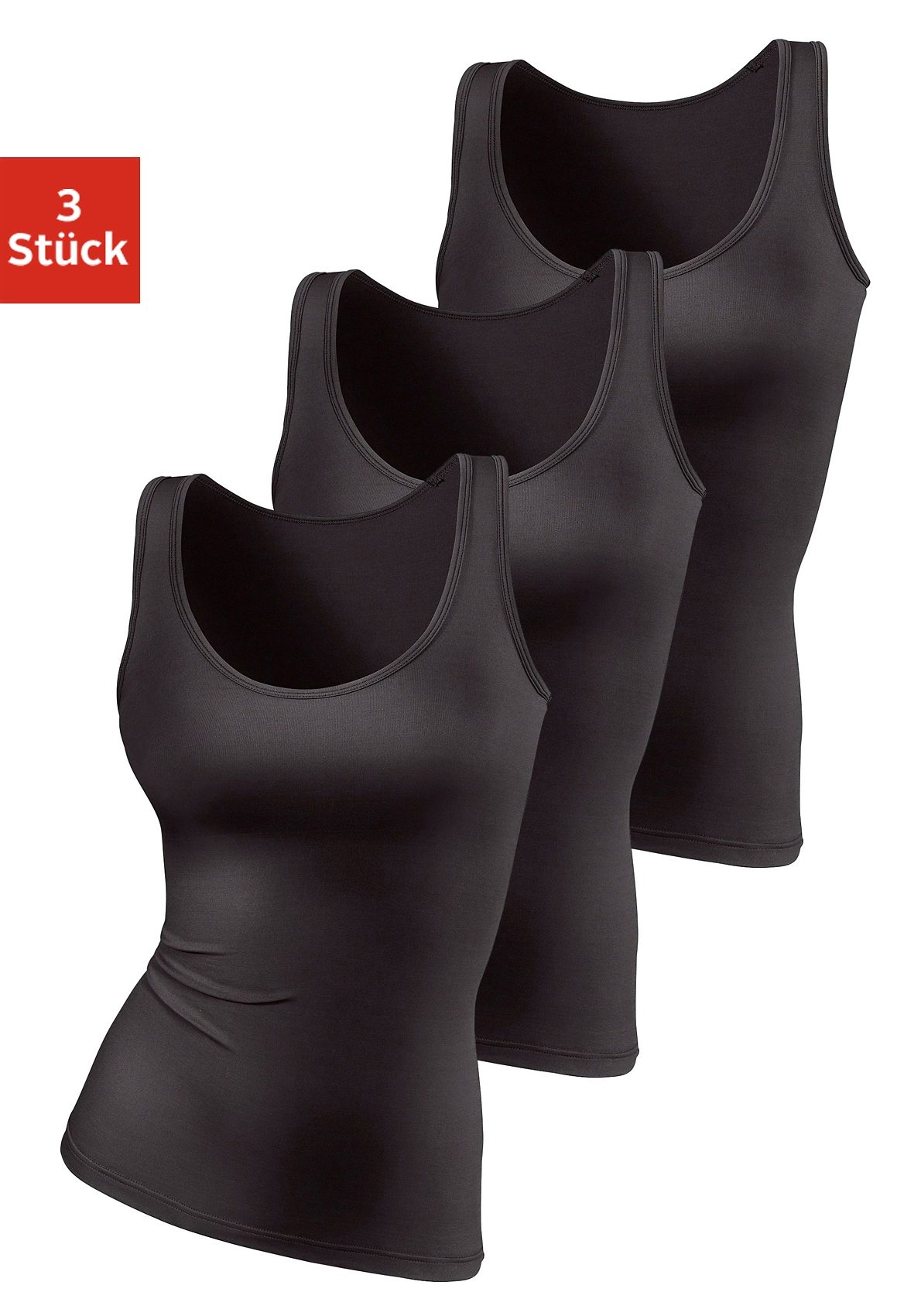 Vivance Active by Lascana Unterhemd 3er-Pack, aus weicher Microfaser, Tanktop, Unterziehshirt