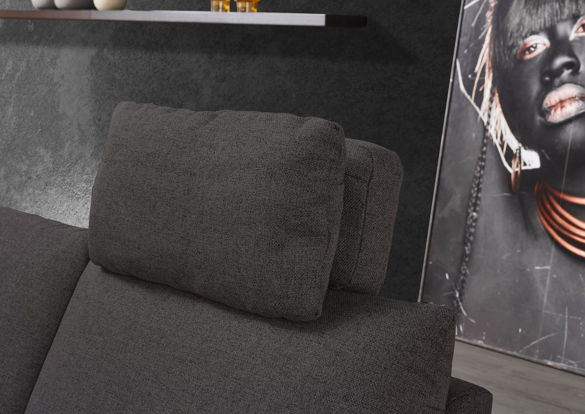 Places of Style Ecksofa »Sarsina: mit Tonnentaschen-Federkern, perfekt zum Entspannen L-Form«, inklusive 2 motorischen Relaxfunktionen mit Herz-Waage-Beschlag