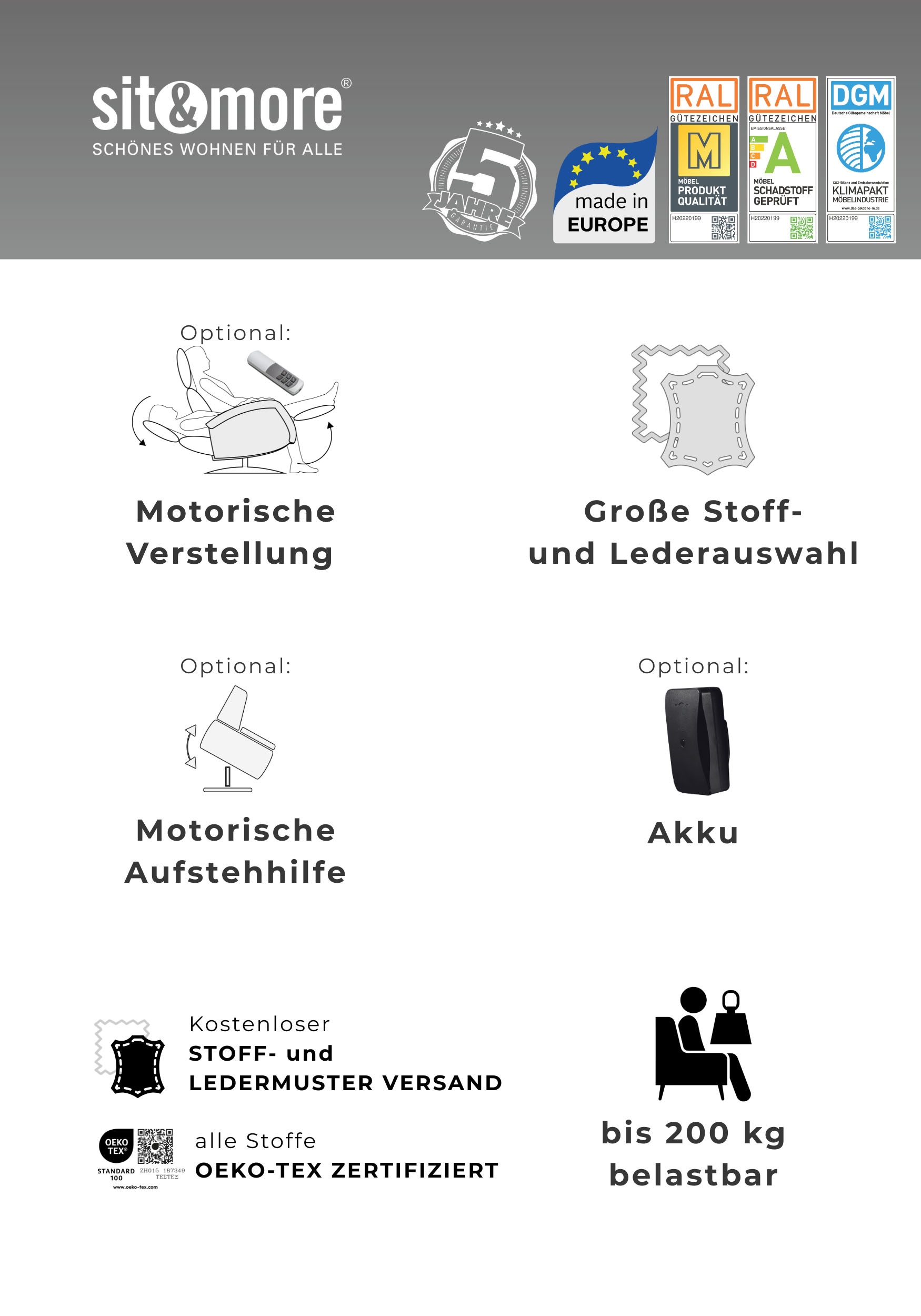 sit&more TV-Sessel »Cremona Comfort Plus« bis 200 Kg belastbar, mit Herz-Waage Funktion