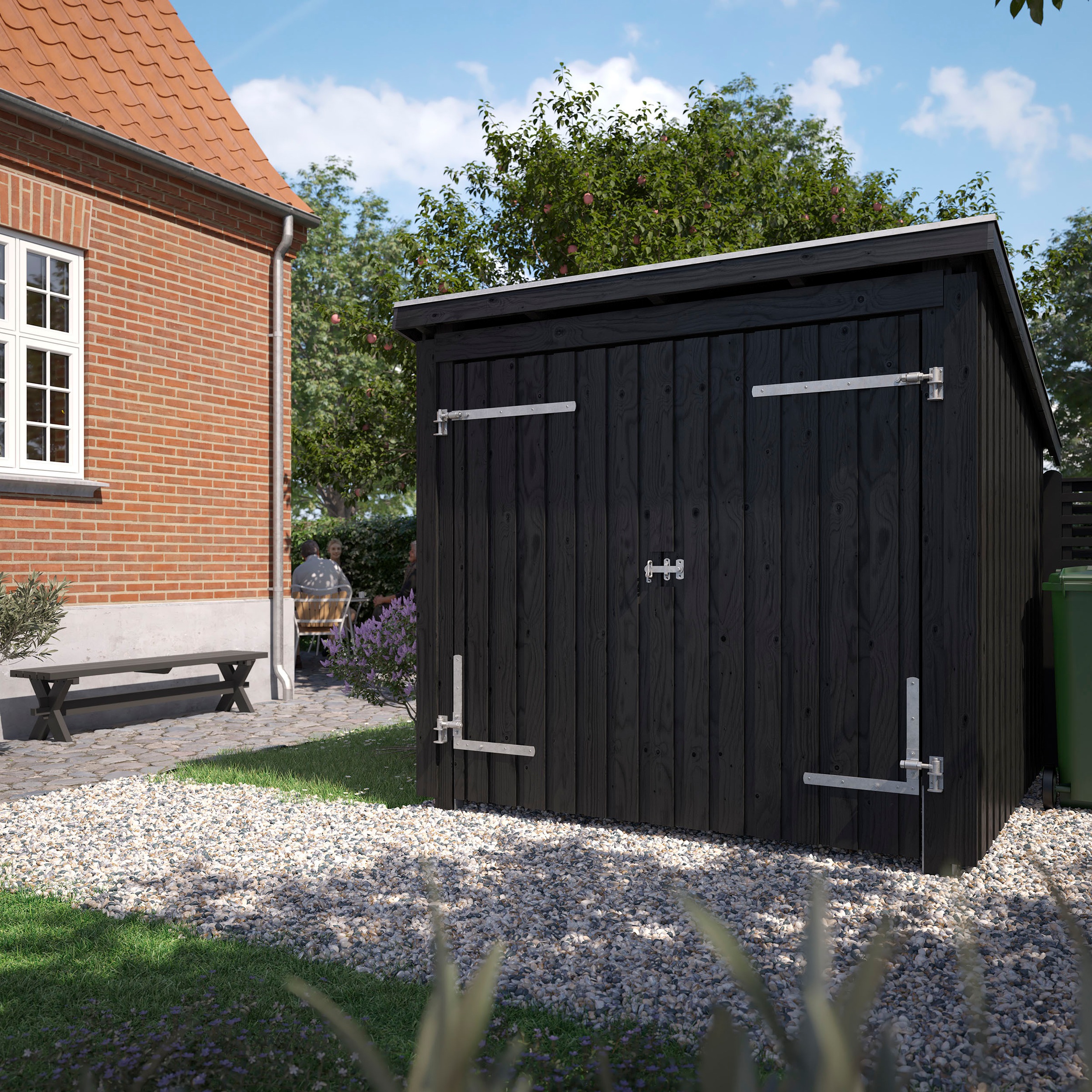 PLUS Gartenhaus »Nordic«, (Packung), Fahrradunterstand mit Doppeltür, inkl. Dachpappe/Aluleisten/H-Füße
