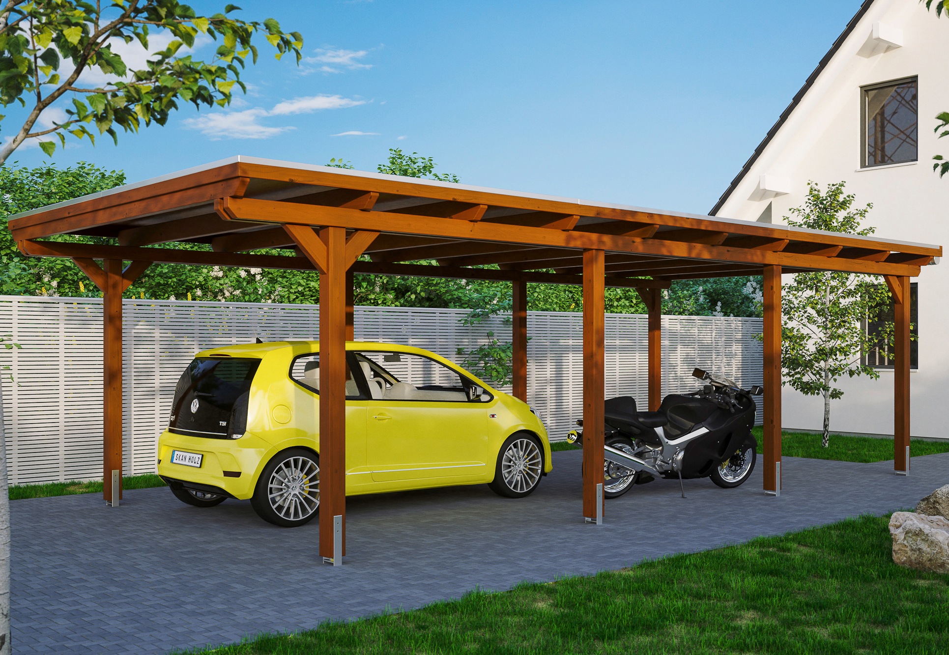 Einzelcarport SKANHOLZ, braun, Carports, "Emsland"
