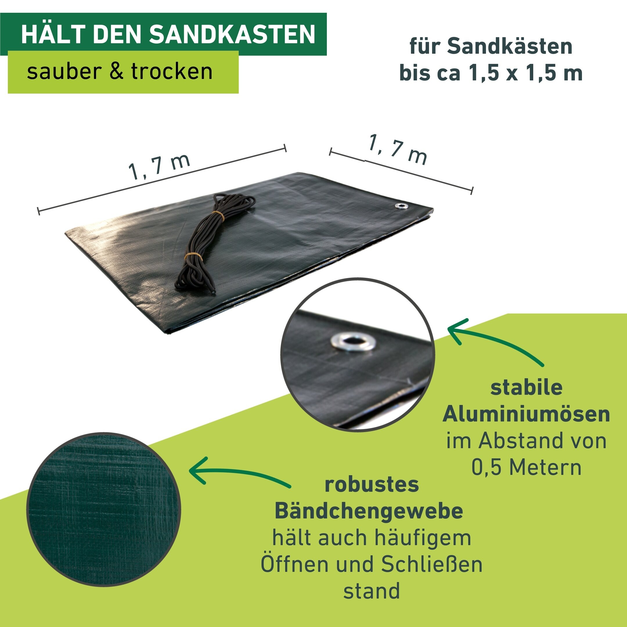 Windhager Sandkasten-Abdeckplane »inkl. Kordel, für saubere und trockene Sandkästen« Schutzplane UV-stabilisiert, erhältlich in unterschiedlichen Größen