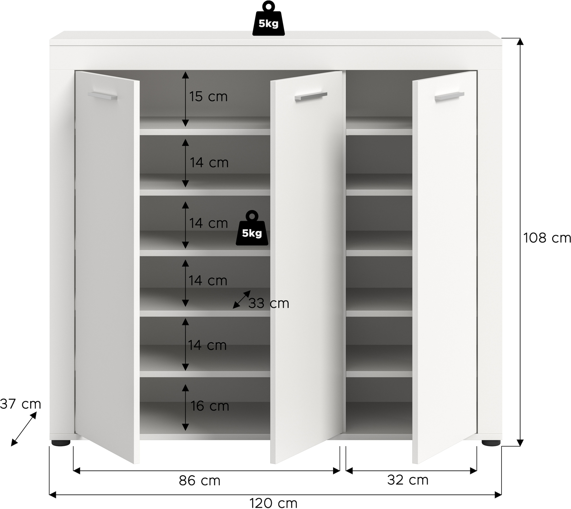 INOSIGN Schuhschrank »Aosta«, Schuhschrank, 12 Fächer, 3 Türen, Flur, Diele