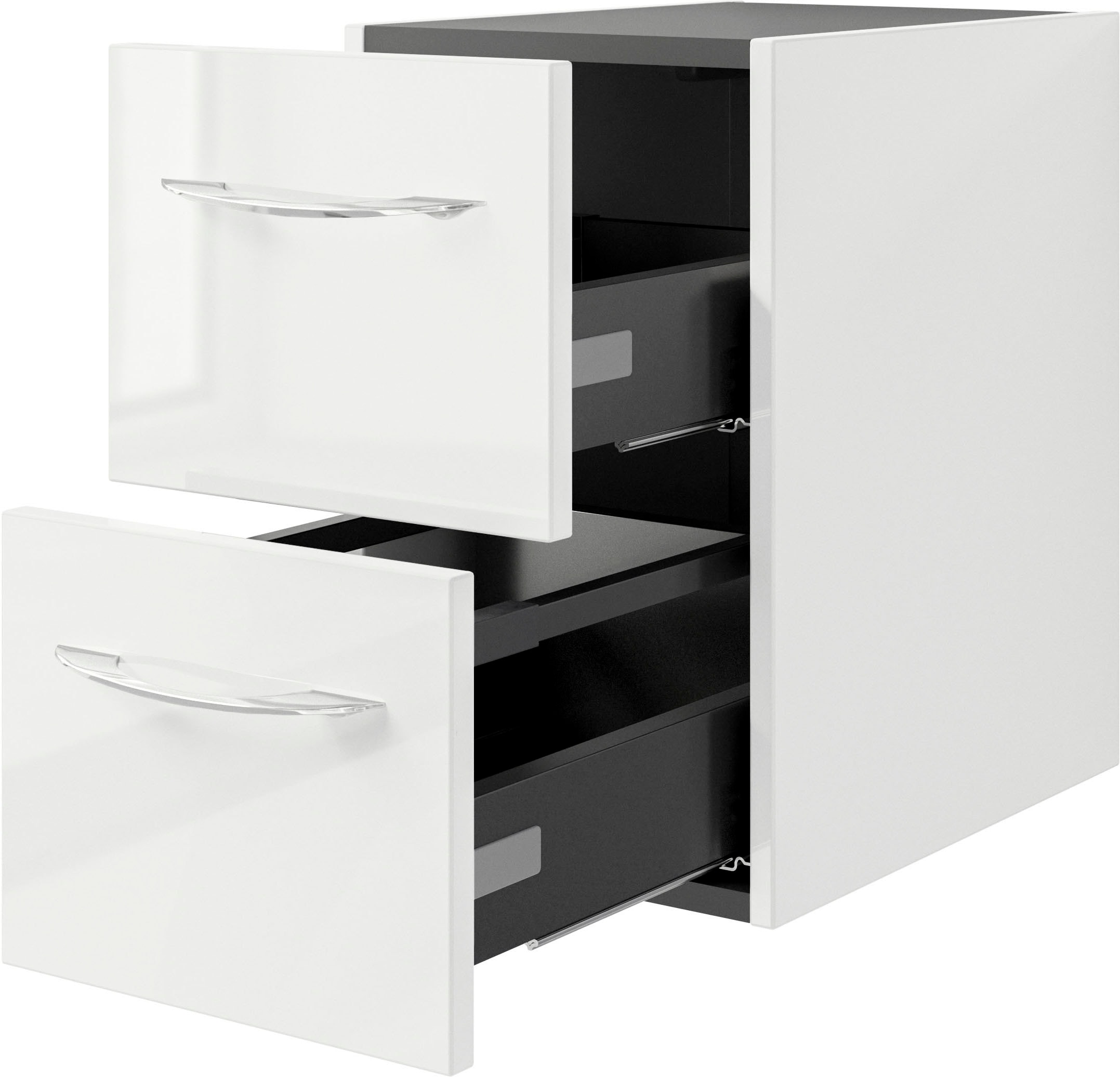 Saphir Waschtisch »Serie 4035 Keramik-Aufsatzbecken mit Unterschrank, 118 cm breit«, Waschplatz, 4 Schubladen, 1 Tür, inkl. Türdämpfer, Griff Chrom Glanz