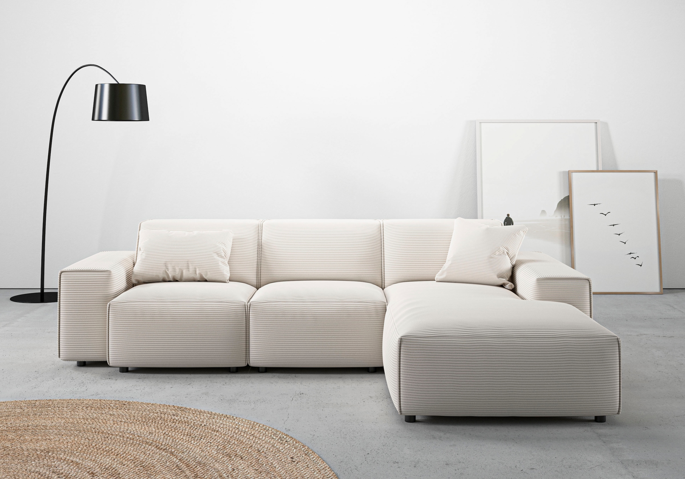 Home affaire Ecksofa "Glimminge L-Form auch in Breitcord, Feincord + Easy care-Bezug," Breite 264, Zierkissen