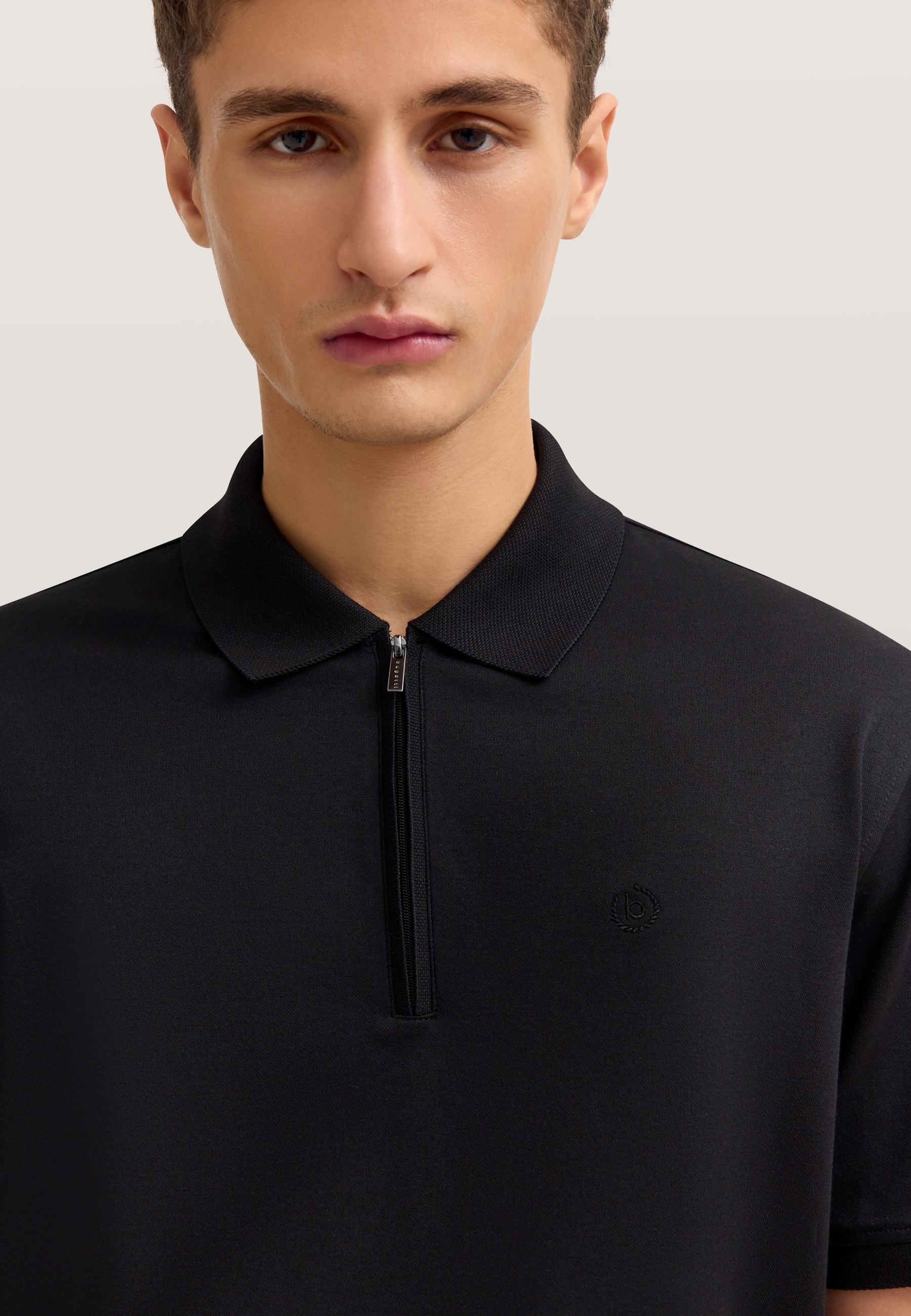 bugatti Poloshirt mit kurzem Reißverschluss