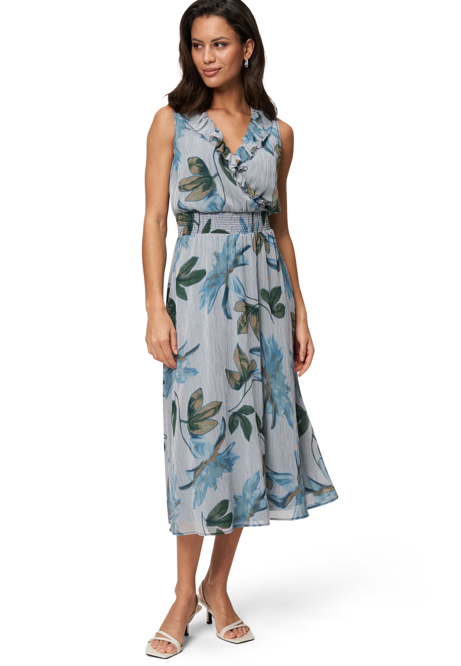 Zero Midikleid "zero Damen Sommerkleid Midikleid mit Rüschen", Wickeldesign günstig online kaufen