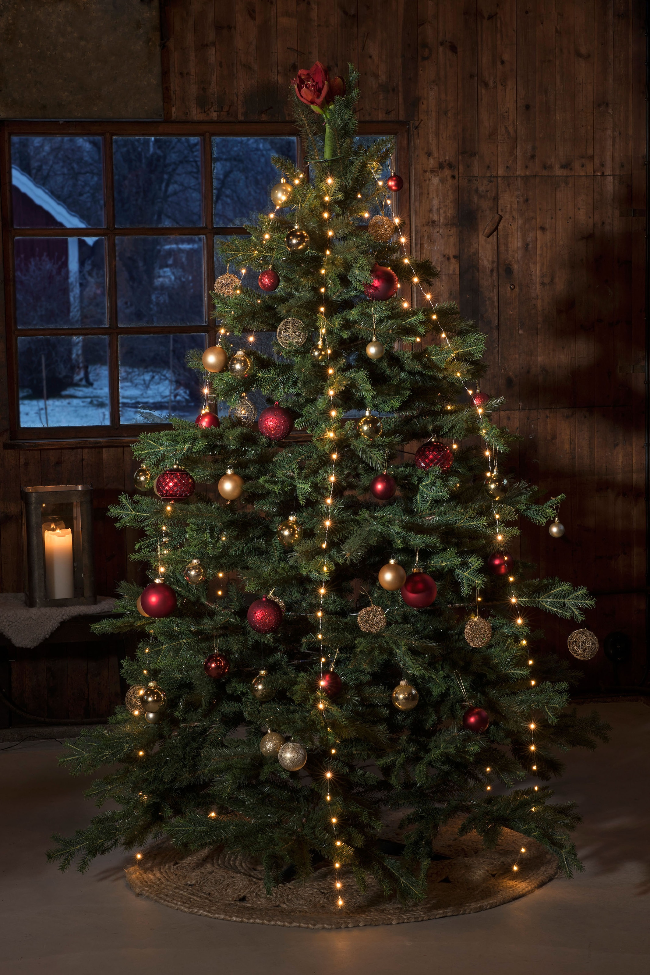 KONSTSMIDE LED-Baummantel, Dioden 300 Stk. Flammen 300 Stk., Kabellänge 5m x Gesamtlänge 8m, silber, Lichterketten, LED Lichterkette mit Ring Ø 11,