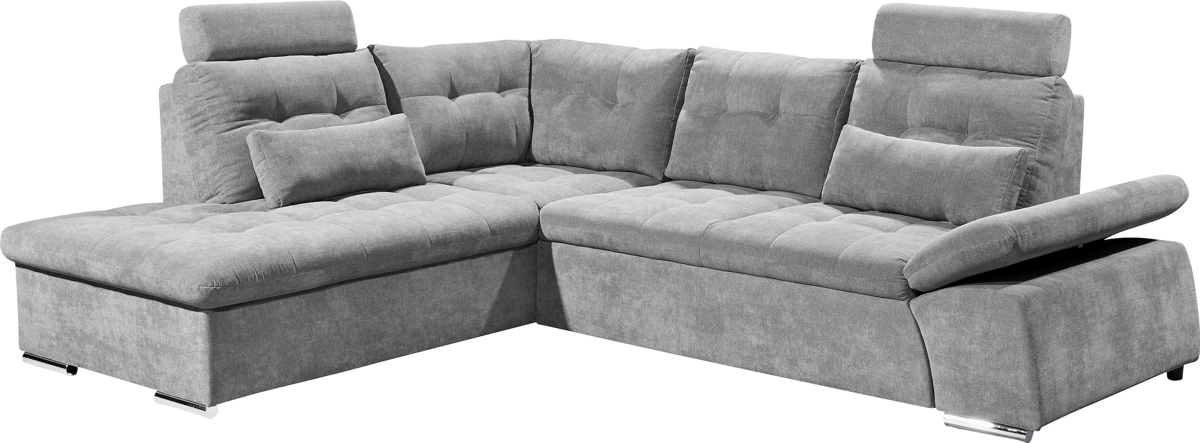 ED EXCITING DESIGN Ecksofa »Nalo L-Form«, mit Bettfunktion, Armteilverstellung, Kopfstützen & 2 Nierenkissen