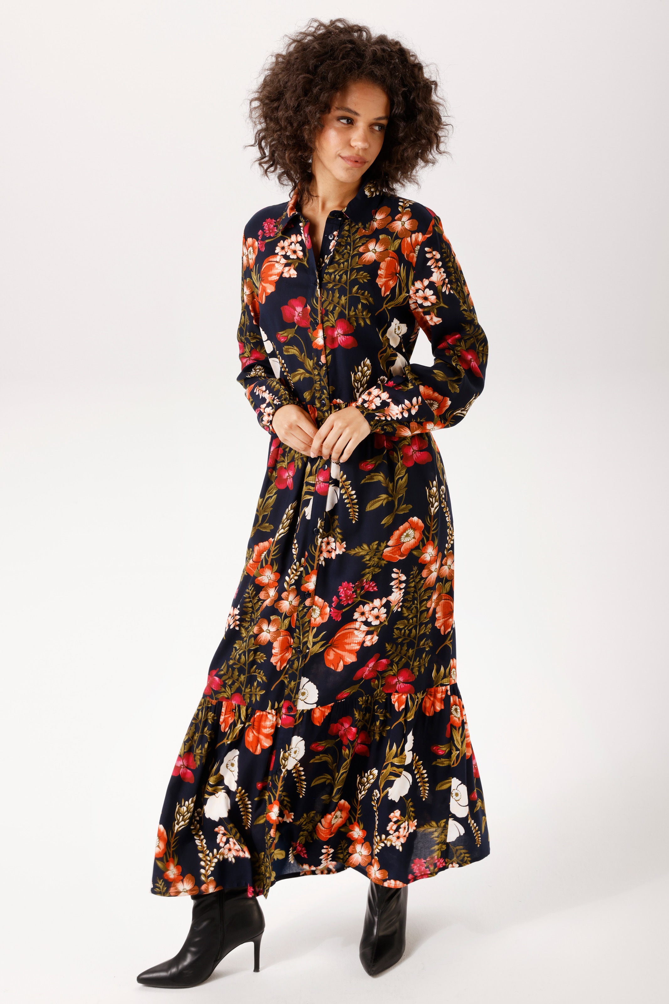 Aniston CASUAL Maxikleid mit farbenfrohen Blumendruck - jedes Teil ein Unikat - NEUE KOLLEKTION