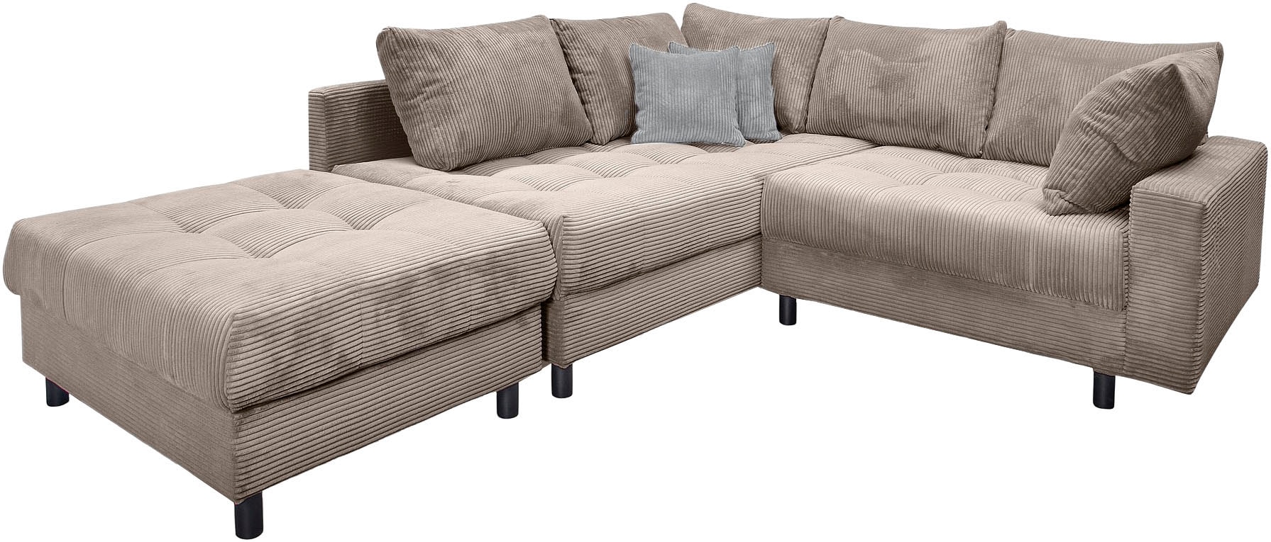 Home affaire Ecksofa »Toni L-Form, B: 215 cm«, mit Hocker & 2 Zierkissen, Federkern