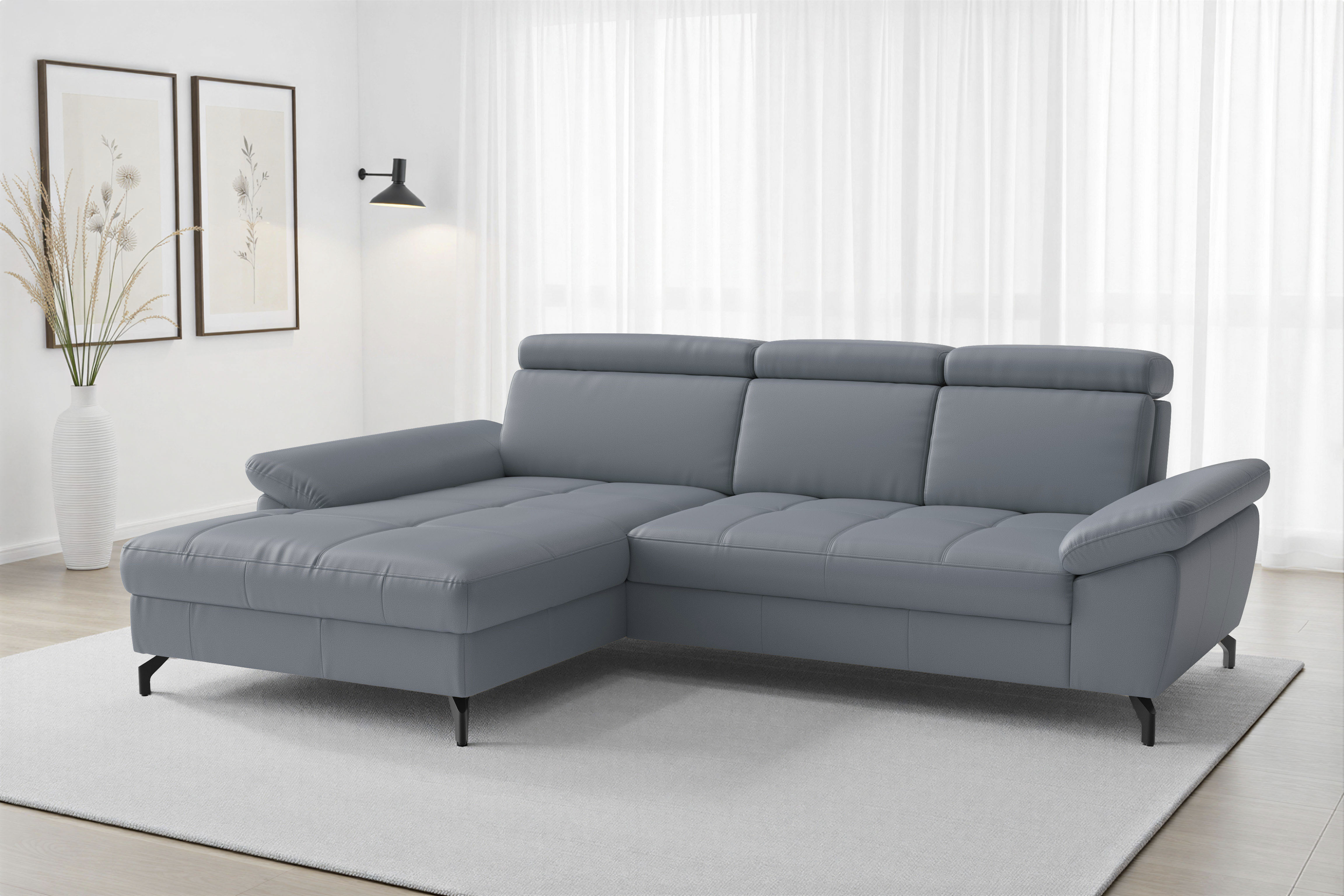sit&more "Vanity L-Form, Leder, B: 264 cm, mit Sitz-, Kopf u. Armteilverstellung" Couch optional mit Schlaffunktion & Bettkasten, in Leder