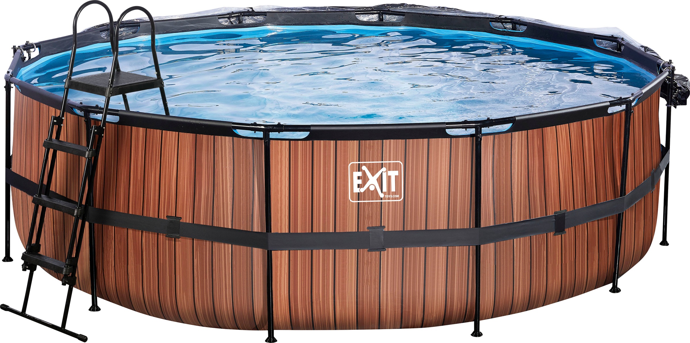 Piscine avec pompe filtrante à sable et dôme et pompe à chaleur enfant Exit Toys Wood 450 x 122 cm
