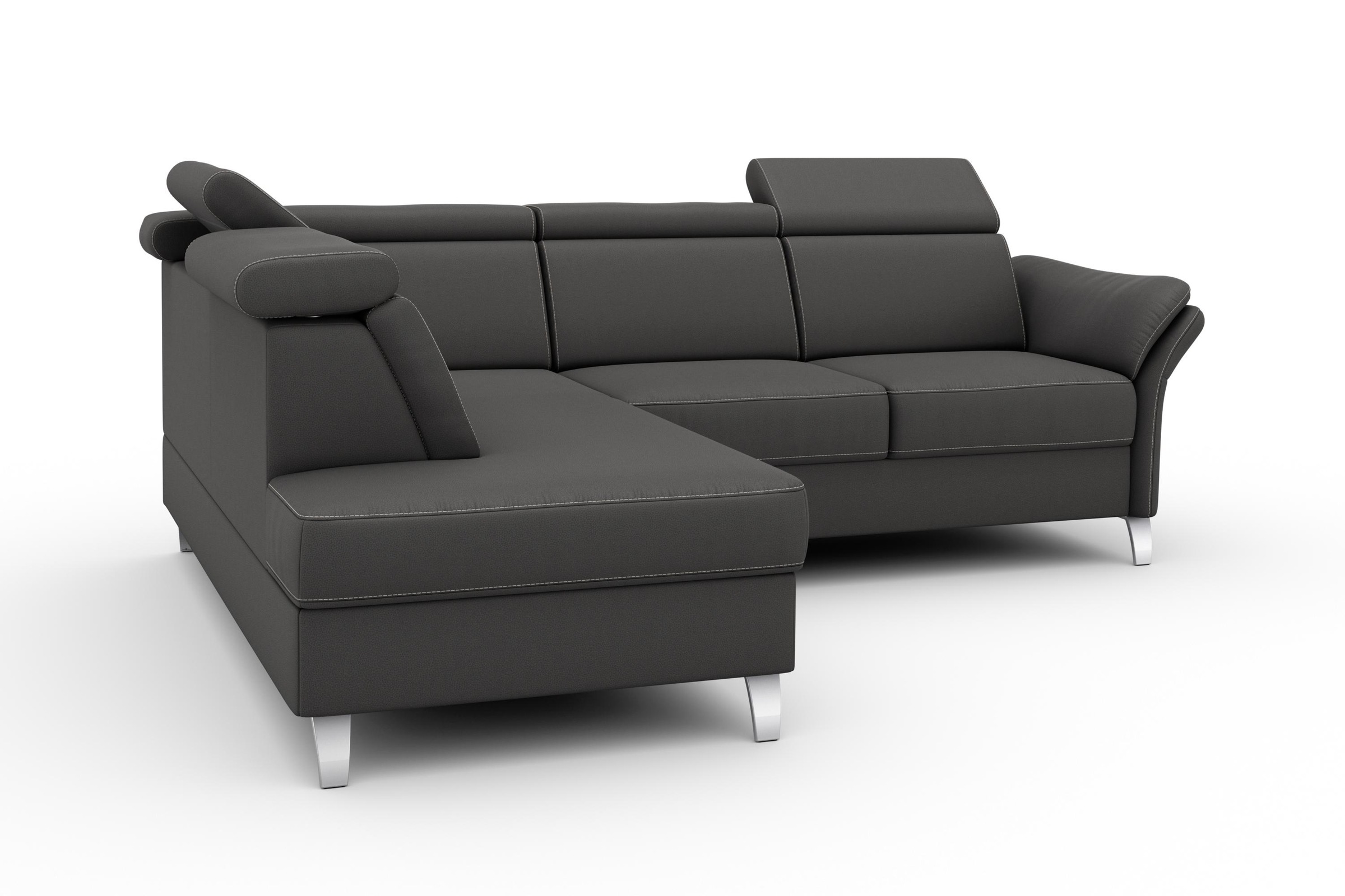 sit&more Ecksofa »Vincenzo L-Form«, inklusive Kopfteilverstellung, wahlweise mit Bettfunktion, Bettkasten
