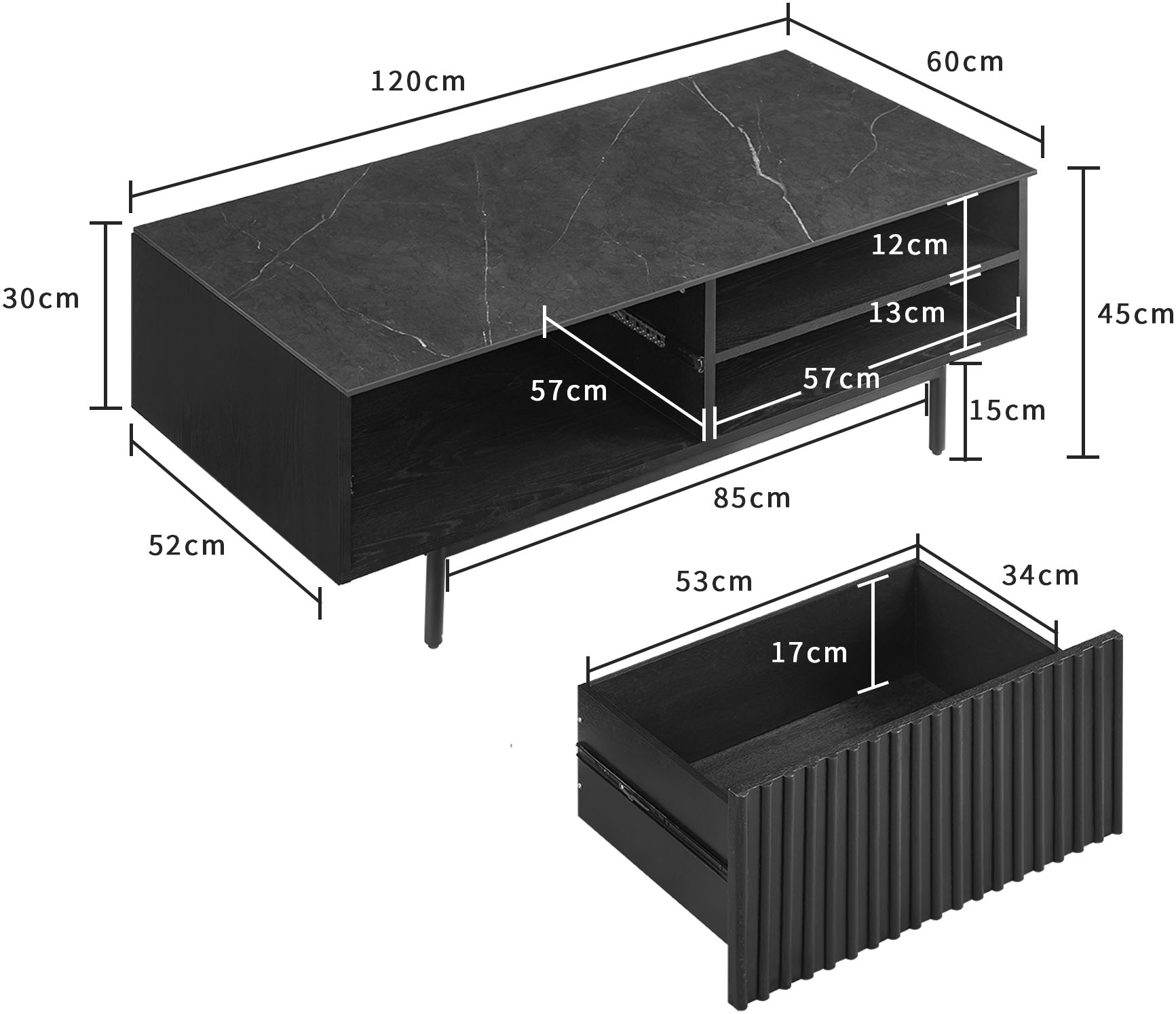 OTTO home Couchtisch »Candise« Keramikplatte, robustem Gestell und FSC-Holz, Breite 120 cm