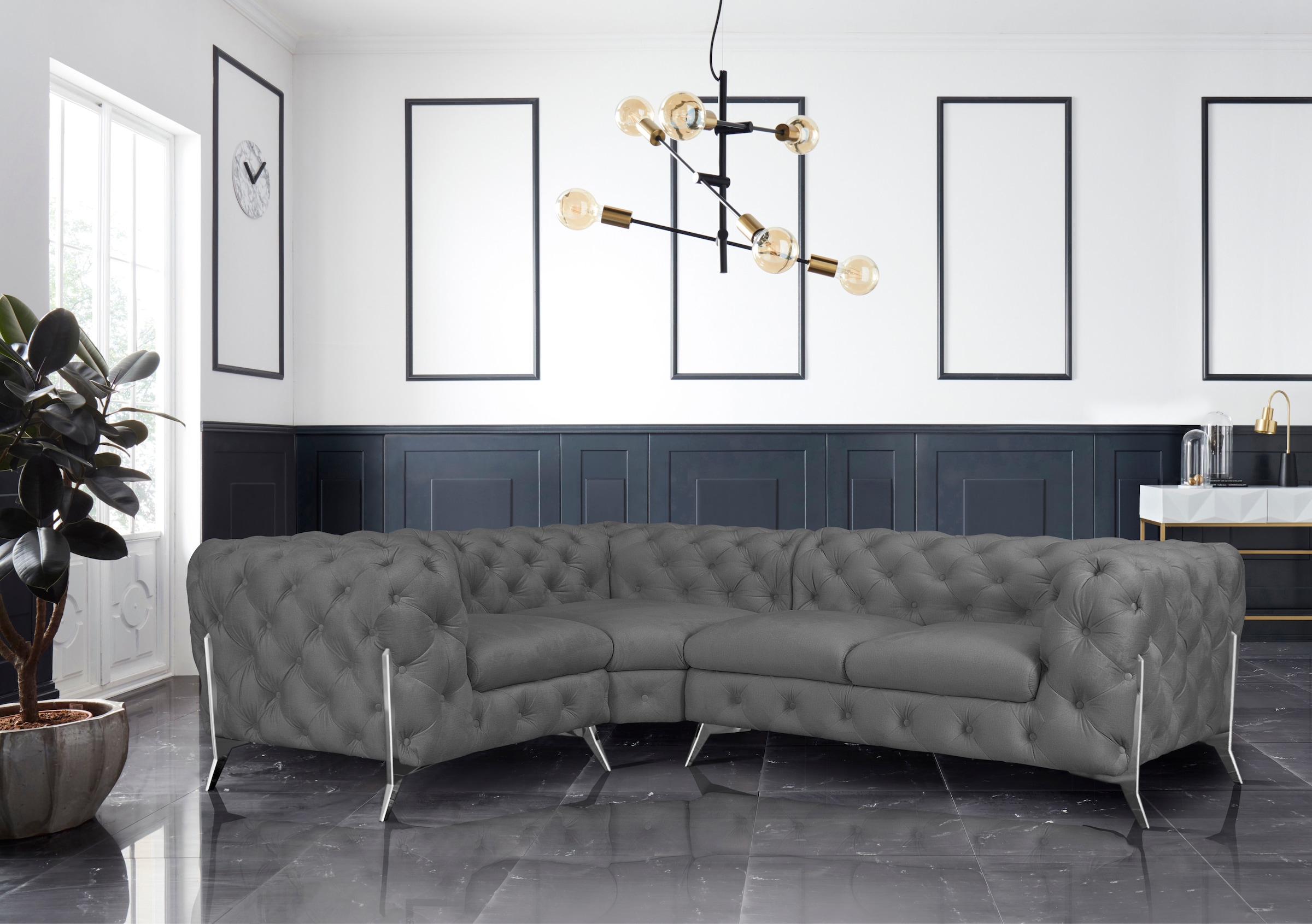 Home affaire Chesterfield-Sofa "Amaury L-Form" moderne Chersterfield-Optik, günstig online kaufen