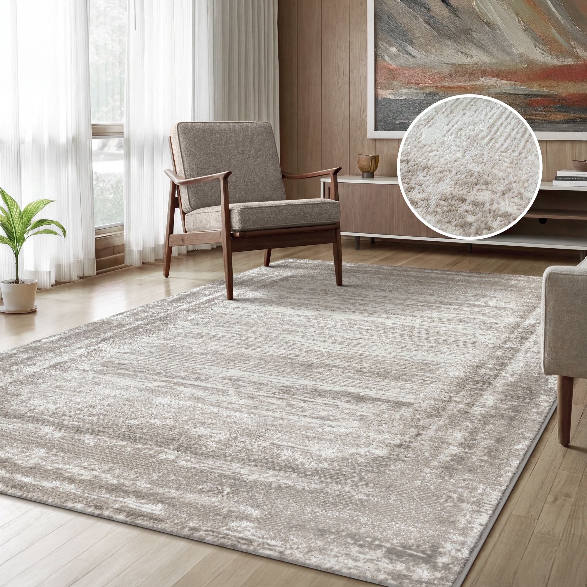 Sanat Teppich "Harmony 3215, auch als Läufer und in Rund" rechteckig 12 mm Höhe Wohnzimmer, Kurzflor, modern, Bordüre, Schlafzimmer