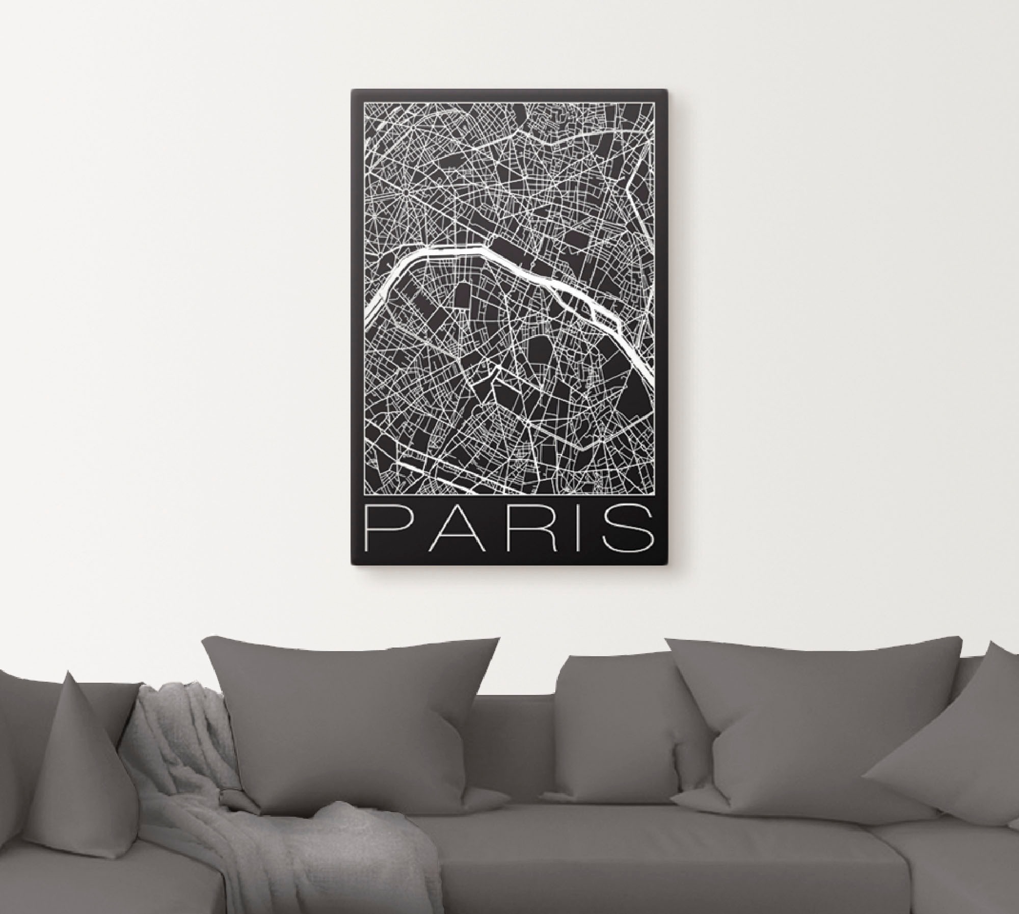 Paris Poster Leinwandbild, (1 Frankreich, Schwarz«, Größen oder Alubild, Wandaufkleber versch. BAUR | als Frankreich Artland »Retro St.), Wandbild bestellen in Karte