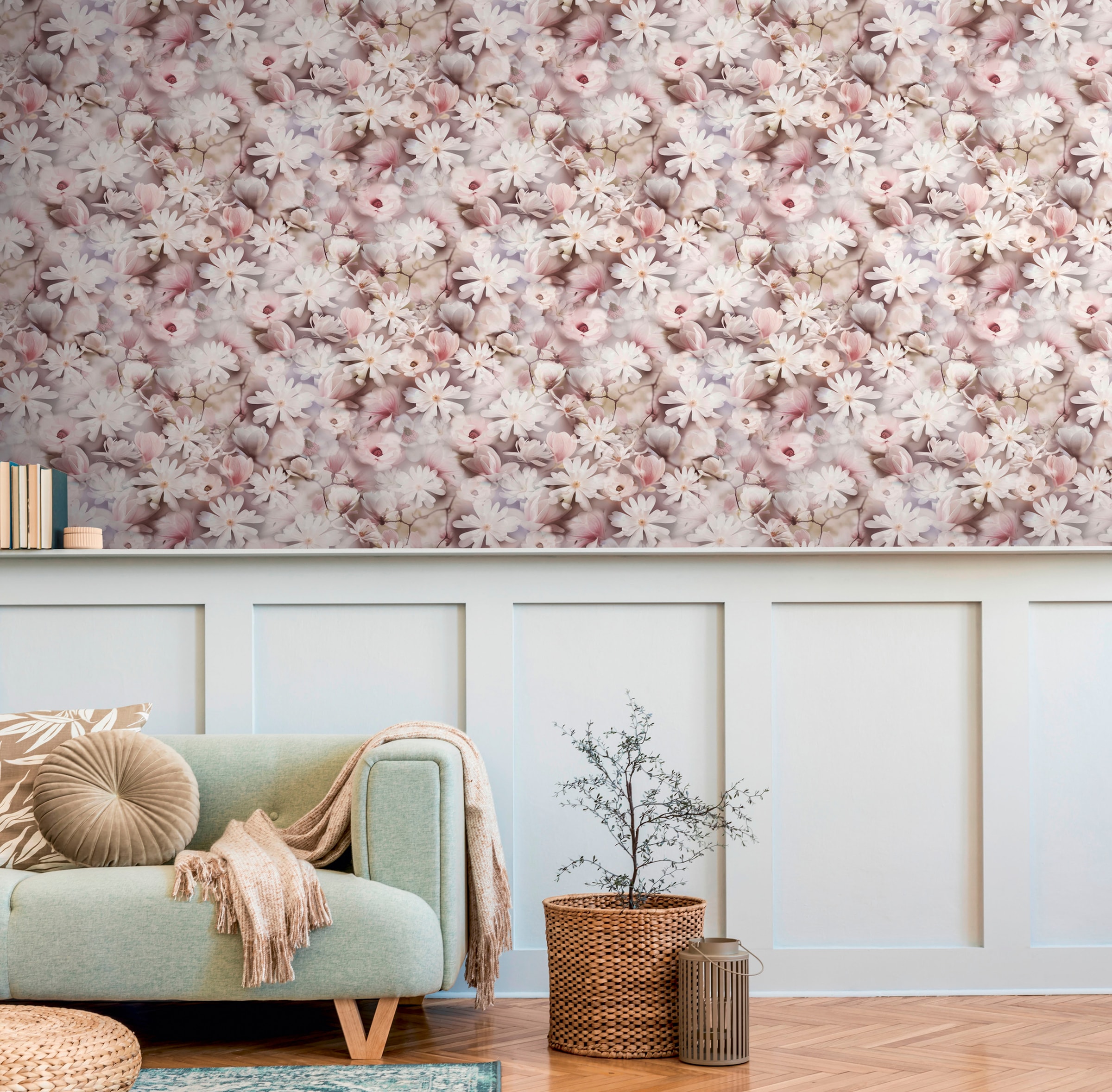 A.S. Création Vliestapete »PintWalls Floral zarte Blumentapete«, matt-gemustert-neutral, Blümchen Tapeten Wohnzimmer Schlafzimmer Küche modern Design Optik