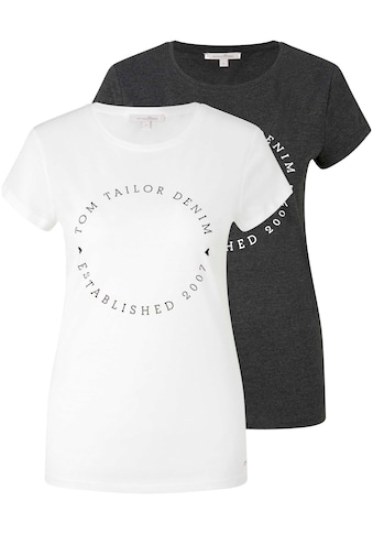TOM TAILOR Denim T-Shirt, (Set, 2 tlg., 2er-Pack), mit Logo Aufdruck kaufen