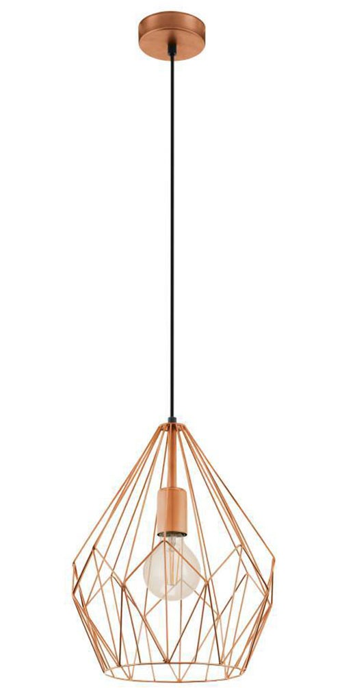 EGLO Pendelleuchte »CARLTON Hängeleuchte, Kupfer, Stahl, exkl. Leuchtmittel, Retro« E27 Vintage Pendellampe, 1 flammig, Drahtgeflecht, Industrial, 110x31cm