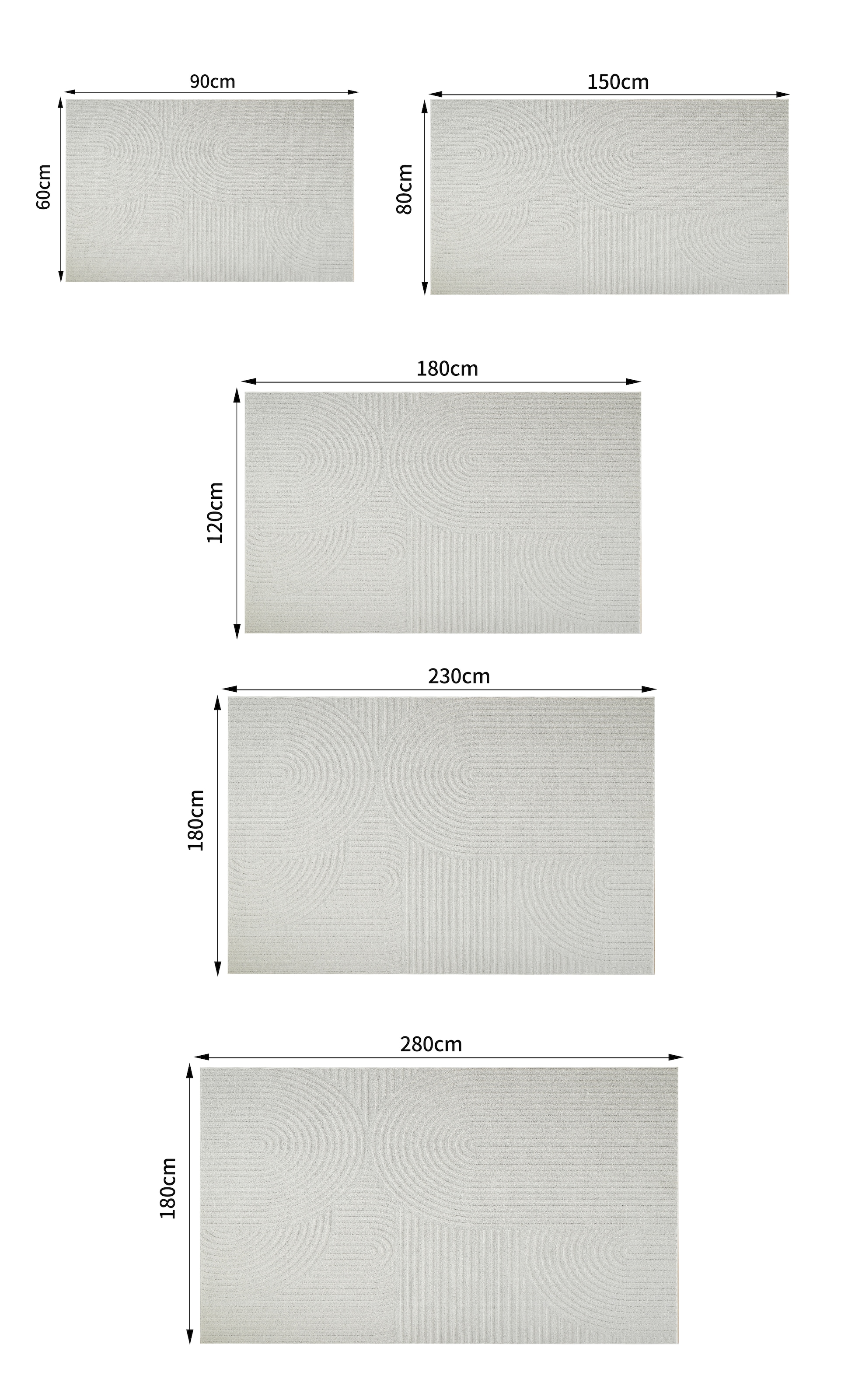 my home Teppich »Jola Hoch-Tief-Design, Scandi-Look, Zen«, rechteckig, 7 mm Höhe, Boho, Modern, 3D, Wohnzimmer, Schlafzimmer, wasserabweisend