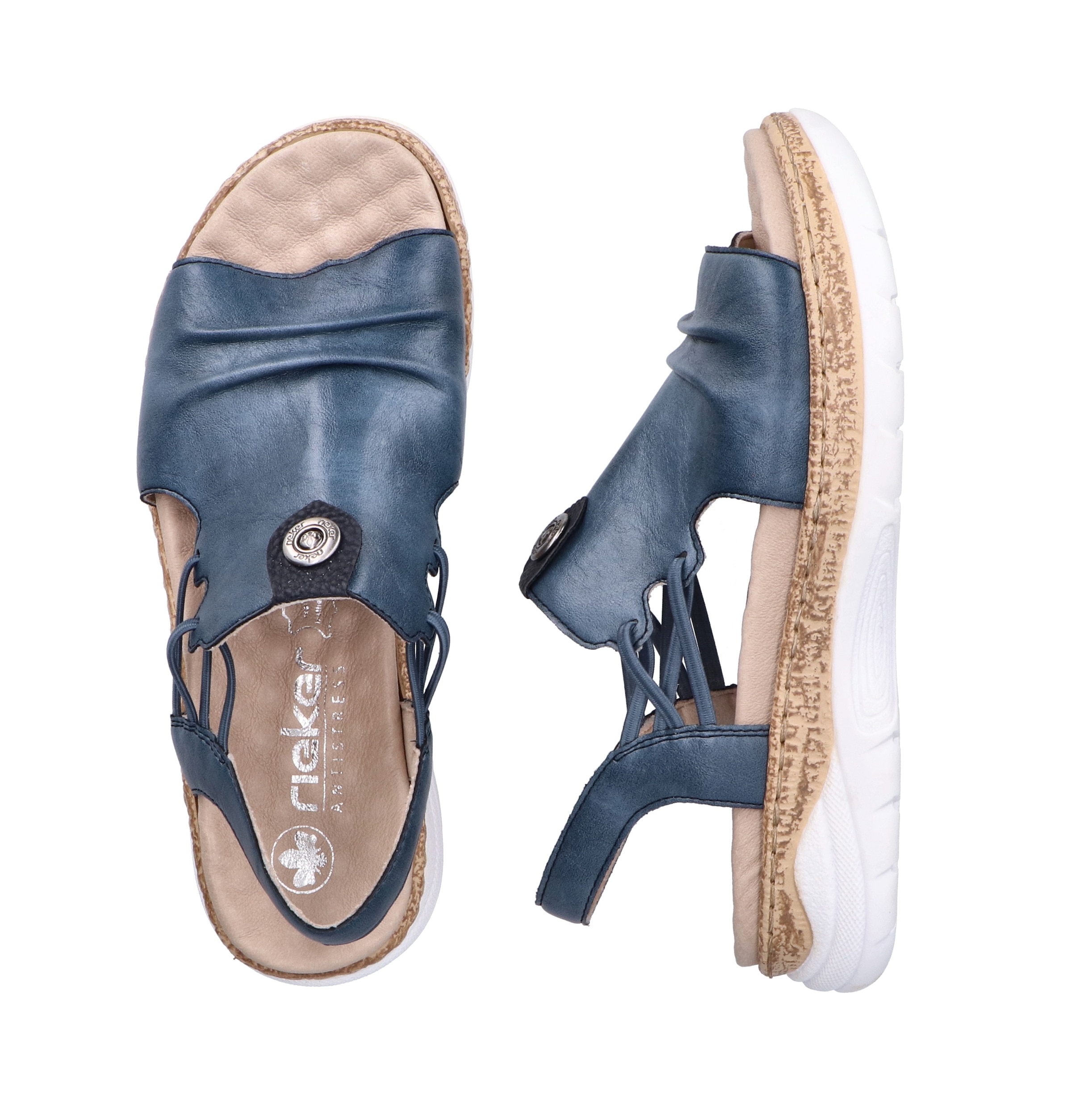 Rieker Sandale, Sommerschuh, Sandalette, Schlupfschuh mit seitlichen Gummizügen