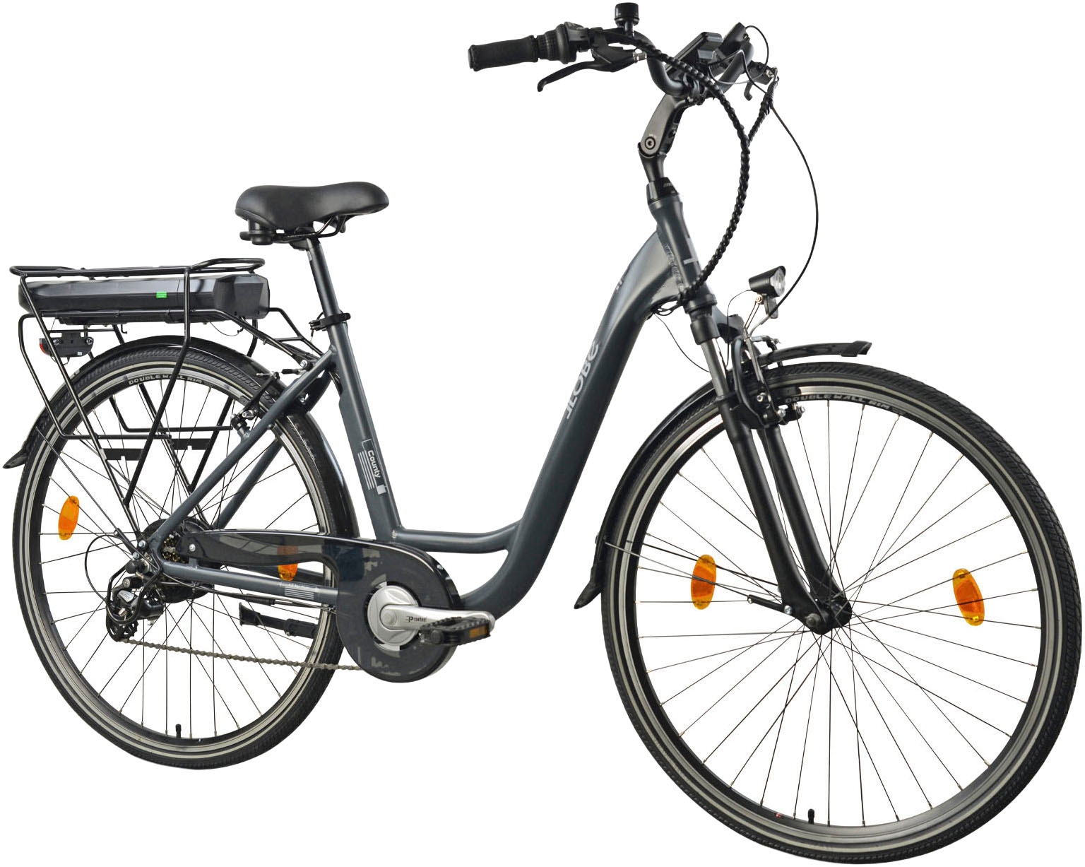 LLobe »City E-Bike 28" County anthrazit« 7 Gang Shimano Altus Schaltwerk Kettenschaltung Heckmotor 250 W