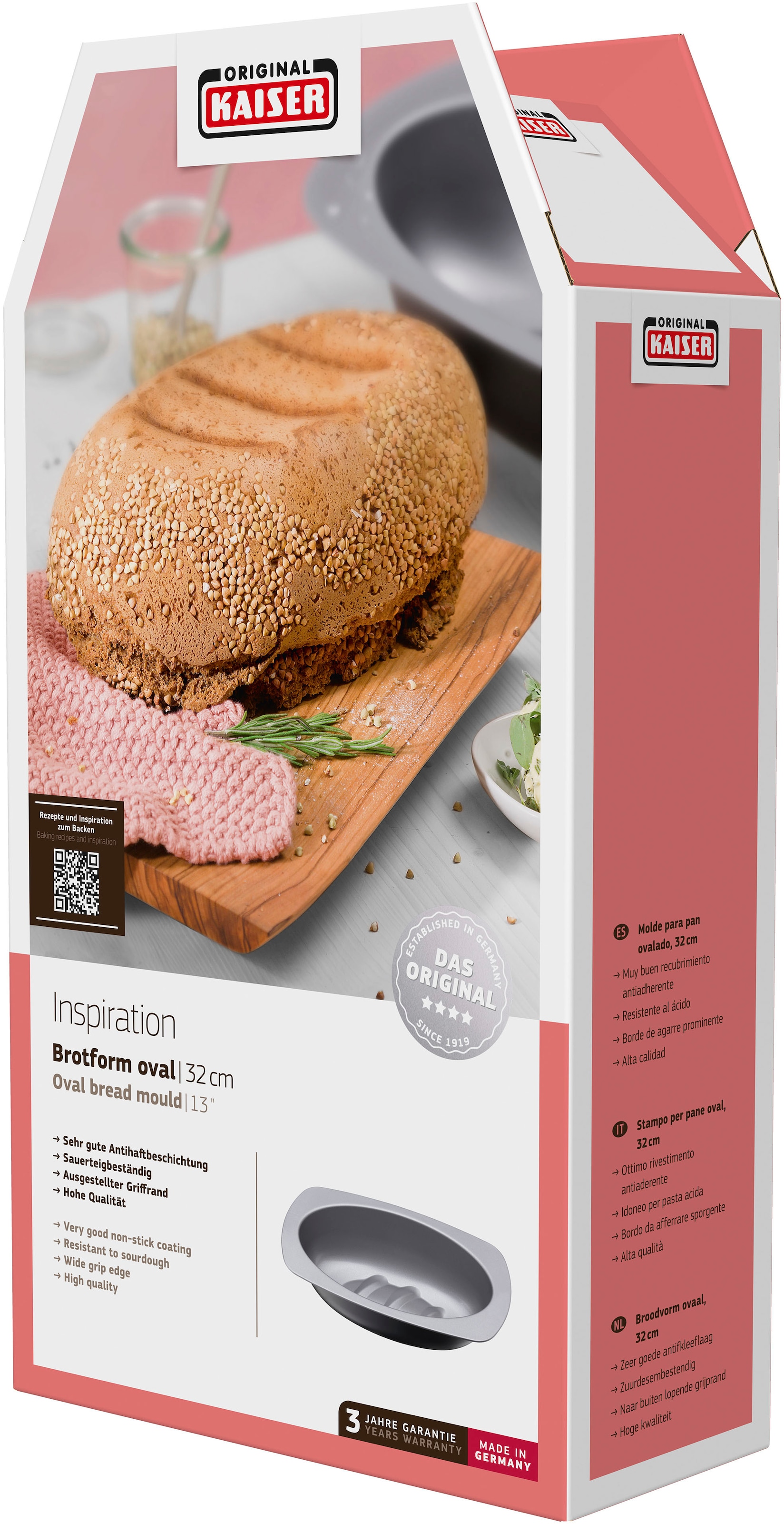 Kaiser Backformen Brotbackform »Inspiration«, (1 St.), Brotbackform, für 750 g Brot, Stahl antihaftbeschichtet