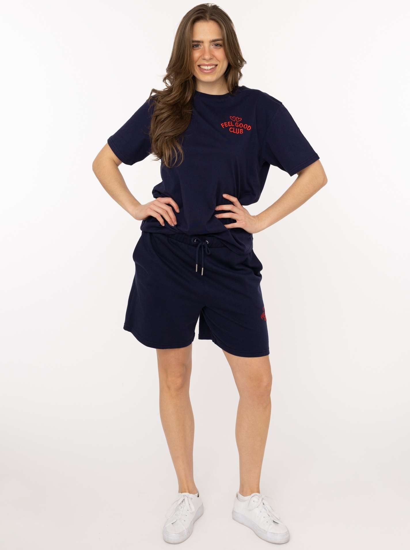 Zwillingsherz Sweathose ""Feel Good Club"" leichtes Sweatmaterial, Stickerei, Eingriffstaschen