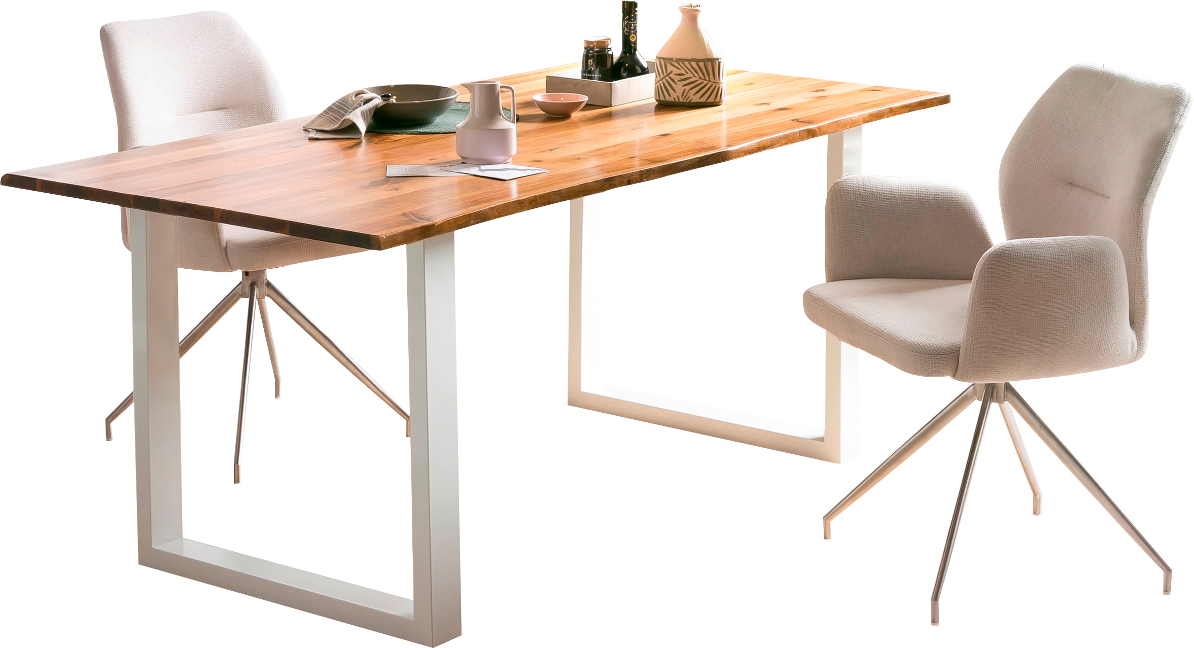 SalesFever Baumkantentisch "Tisch mit Baumkante im Naturlook" Metall triff günstig online kaufen