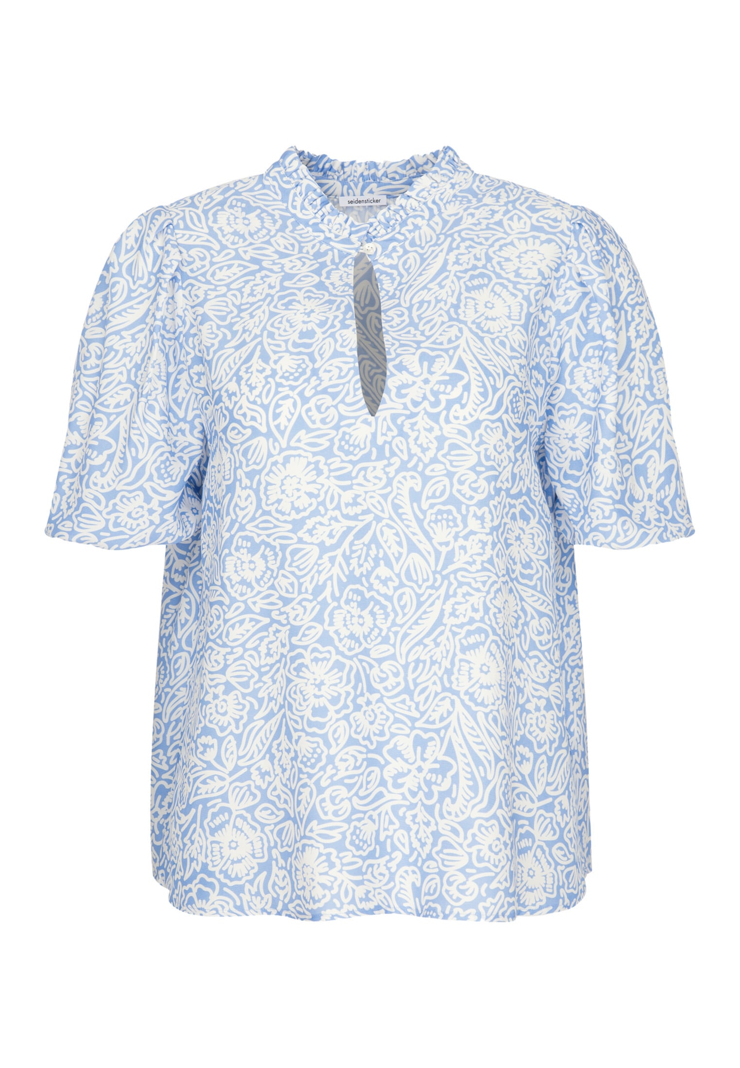 seidensticker Shirtbluse »Schwarze Rose«, Kurzarm Rundhals Floral