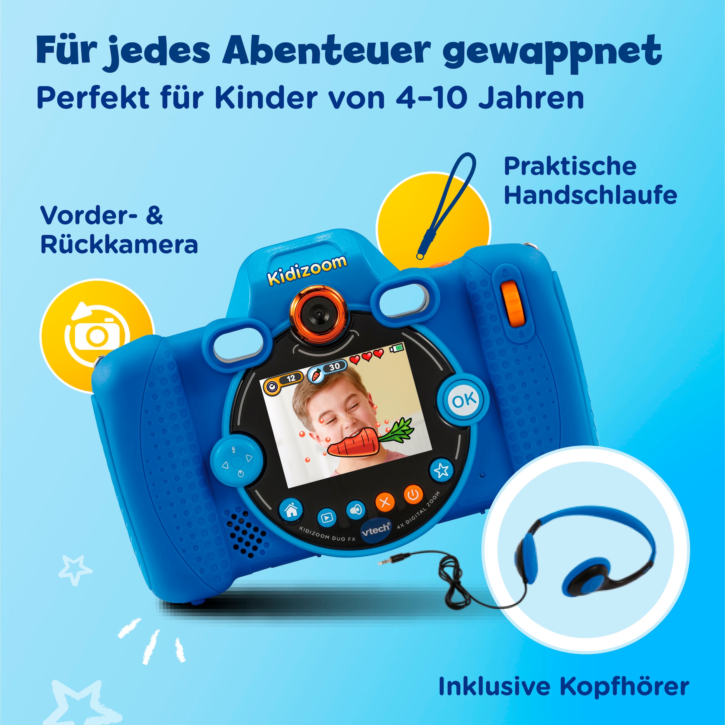 Vtech® Kinderkamera »KidiZoom Duo FX blau« , inkl. inkluisve Kopfhörer
