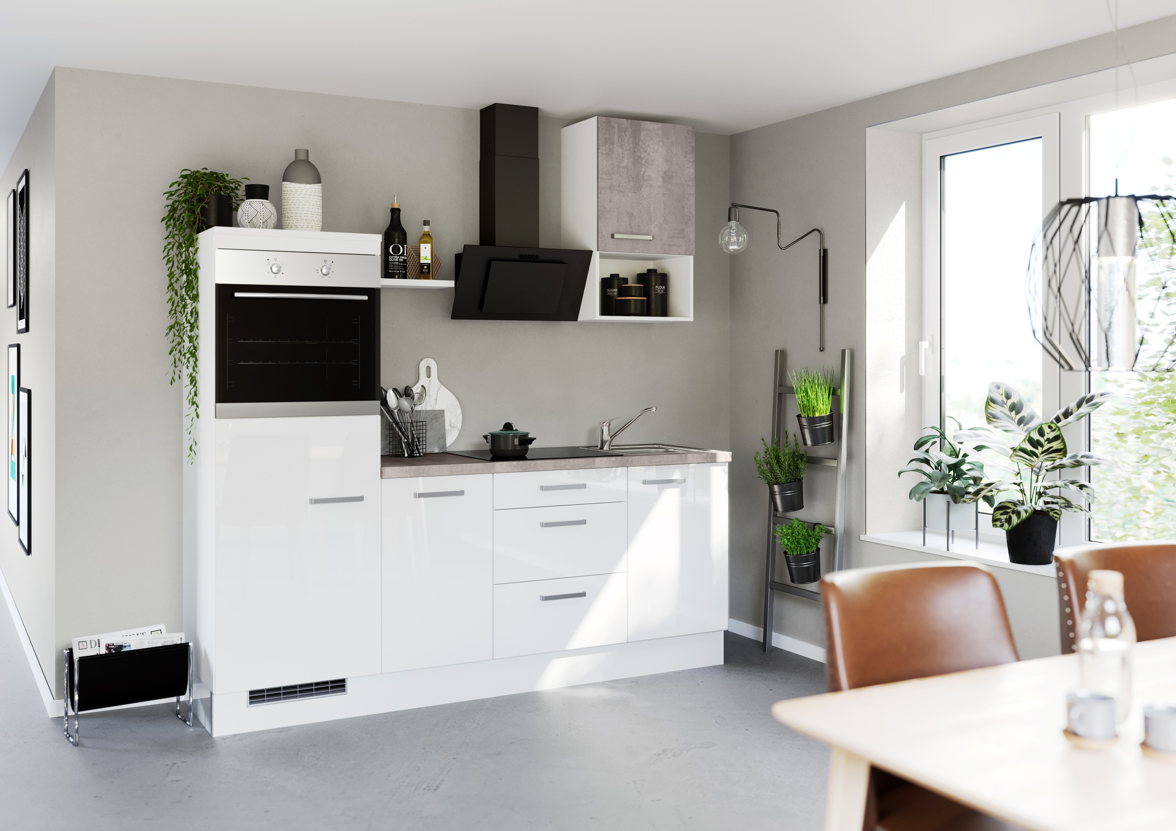 IMPULS KÜCHEN Küchenzeile »"Turin", Ausrichtung wählbar, Schubkästen mit Soft-Close,«, vormontiert, wahlw. mit E-Geräten, Breite 215 cm
