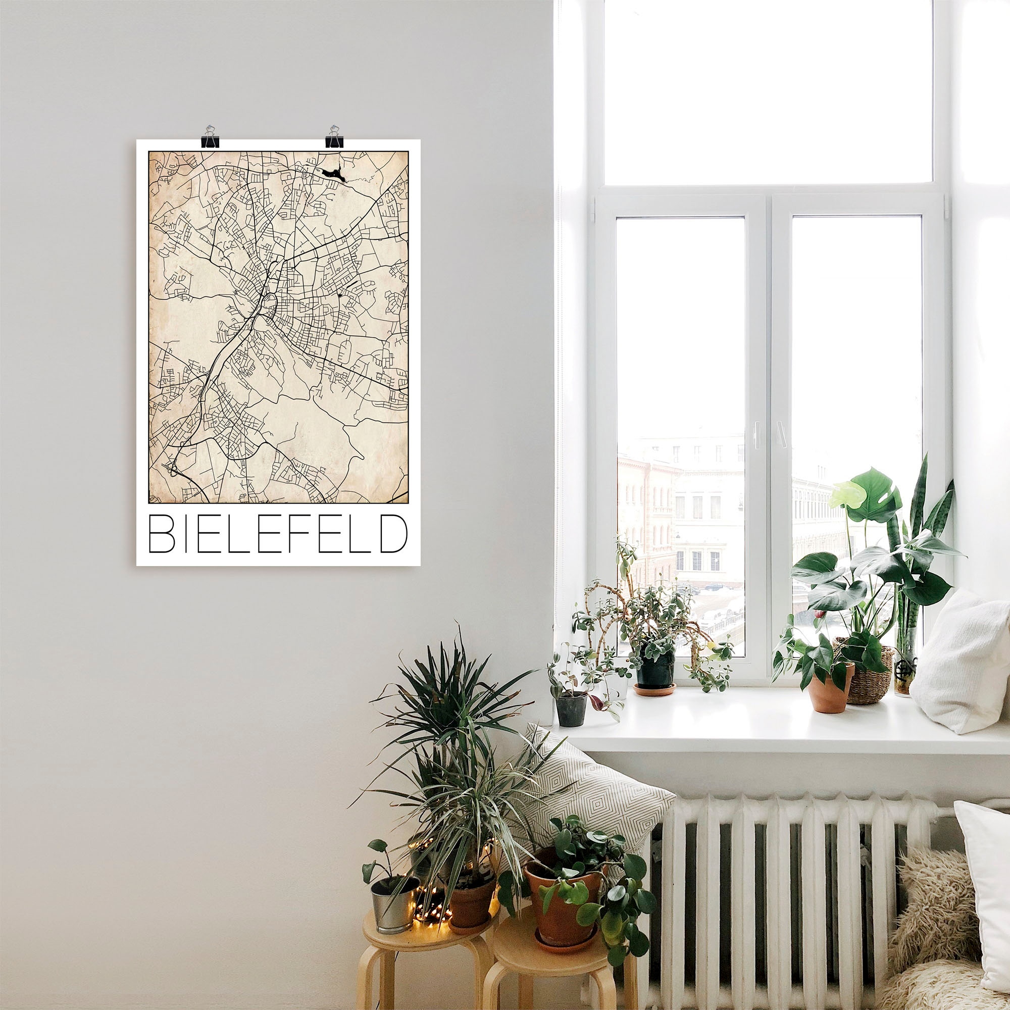 Artland Wandbild »Retro Karte Bielefeld Deutschland Grunge«, Deutschland, (1 St.), als Alubild, Leinwandbild, Wandaufkleber oder Poster in versch. Größen