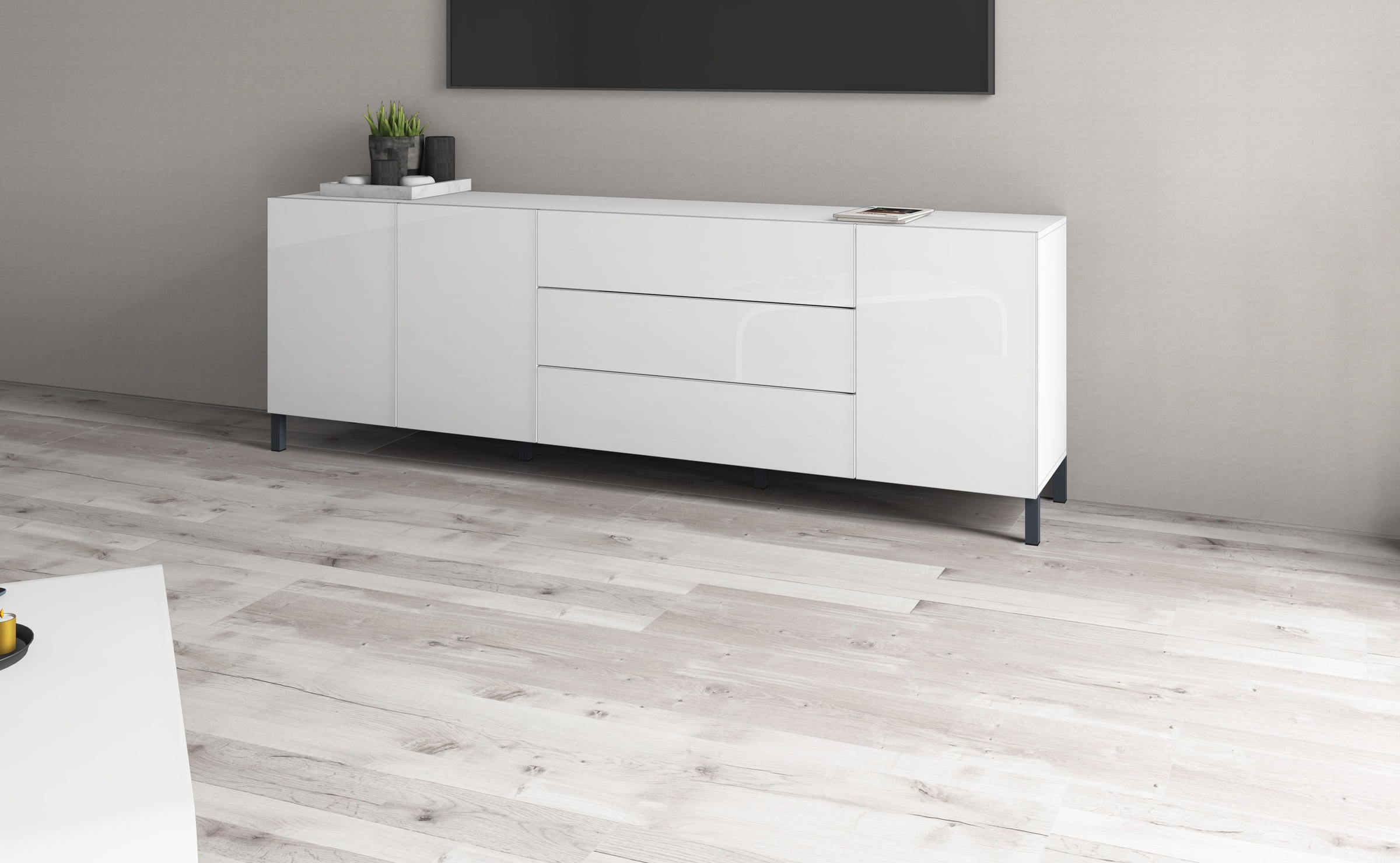 borchardt Möbel Sideboard, Metallfüße, grifflose Optik