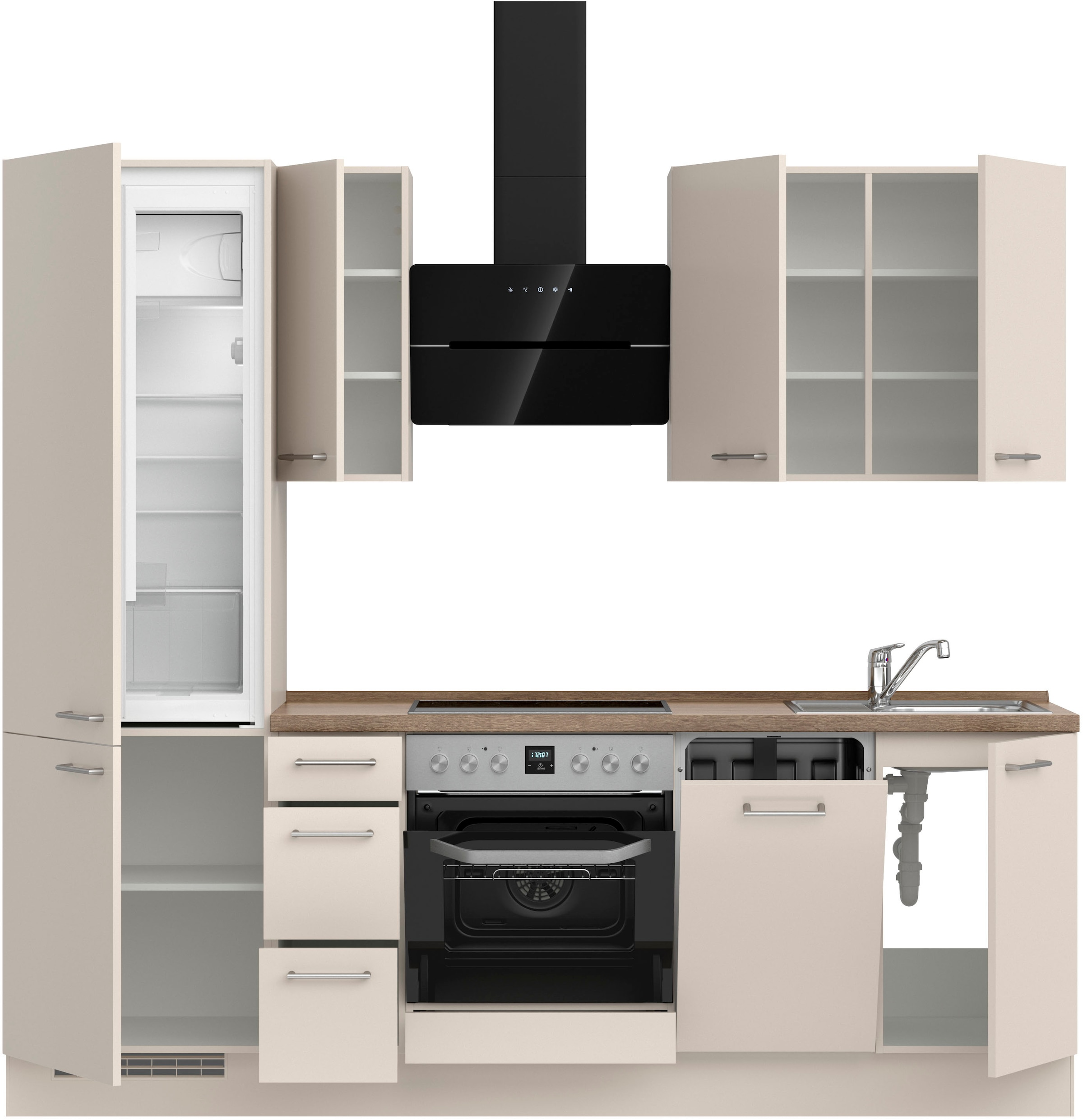 nobilia® Küchenzeile »"Laser II"«, vormontiert, Ausrichtung wählbar, Breite 240 cm, wahlw. mit E-Geräten