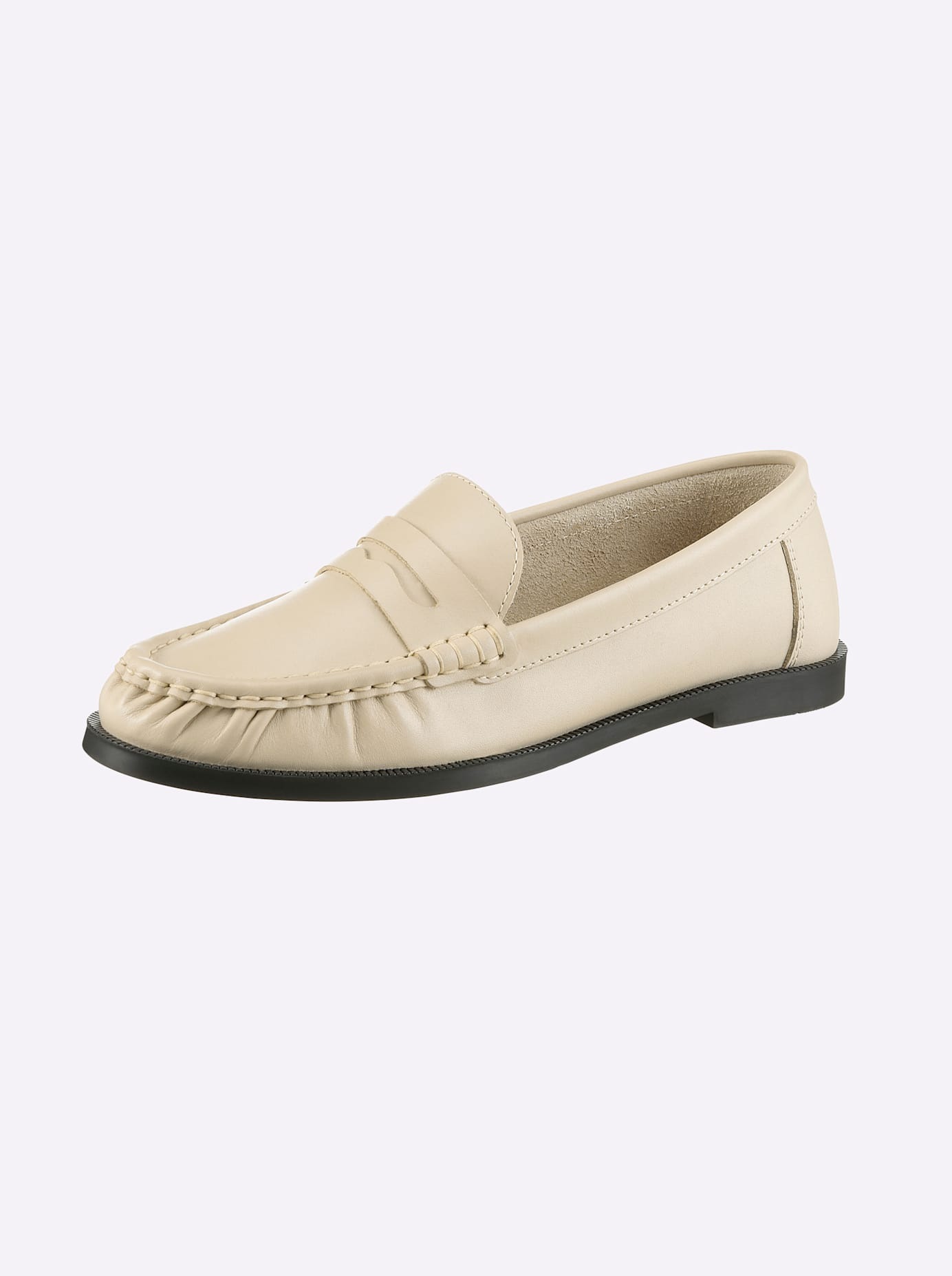 Slipper HEINE, Damen, Gr. 41, beige, Leder, Rindsleder, Schuhe Slipper